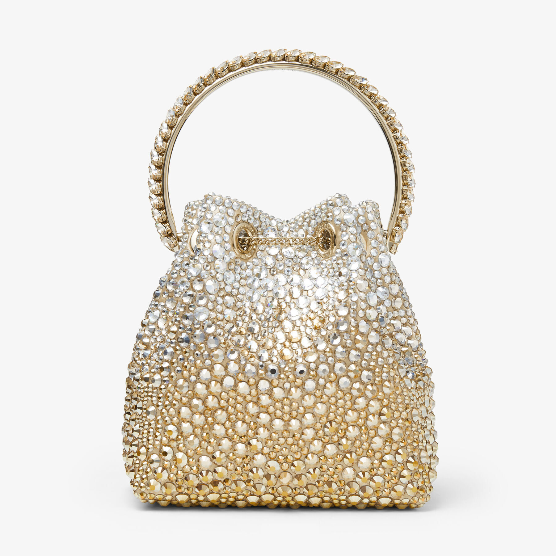 BON BON | Gold Satin Bag with Crystals | JIMMY CHOO