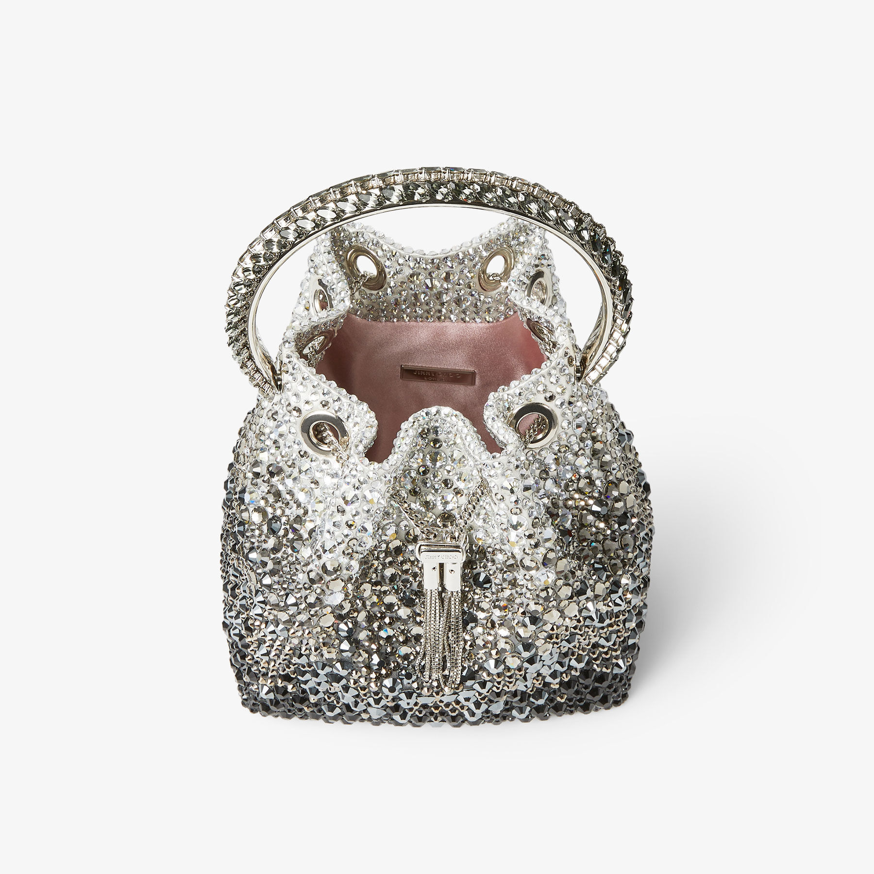 BON BON | Black Satin Bag with Crystals | JIMMY CHOO