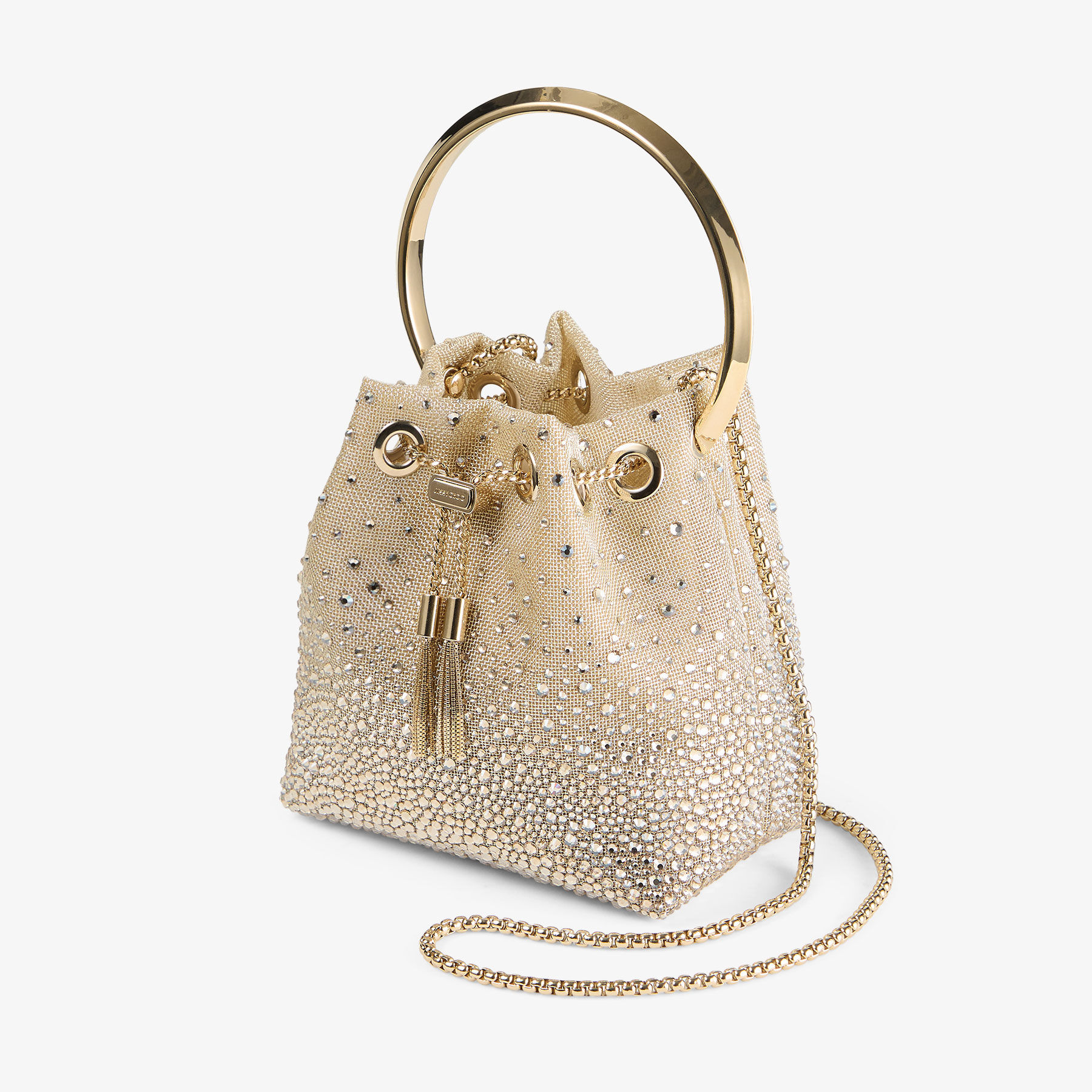 Bon Bon | Honey Metallic Mesh Handbag with Degrade Crystals