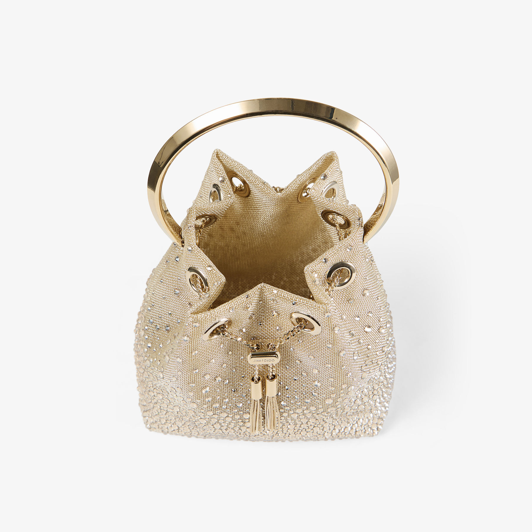 Bon Bon | Honey Metallic Mesh Handbag with Degrade Crystals