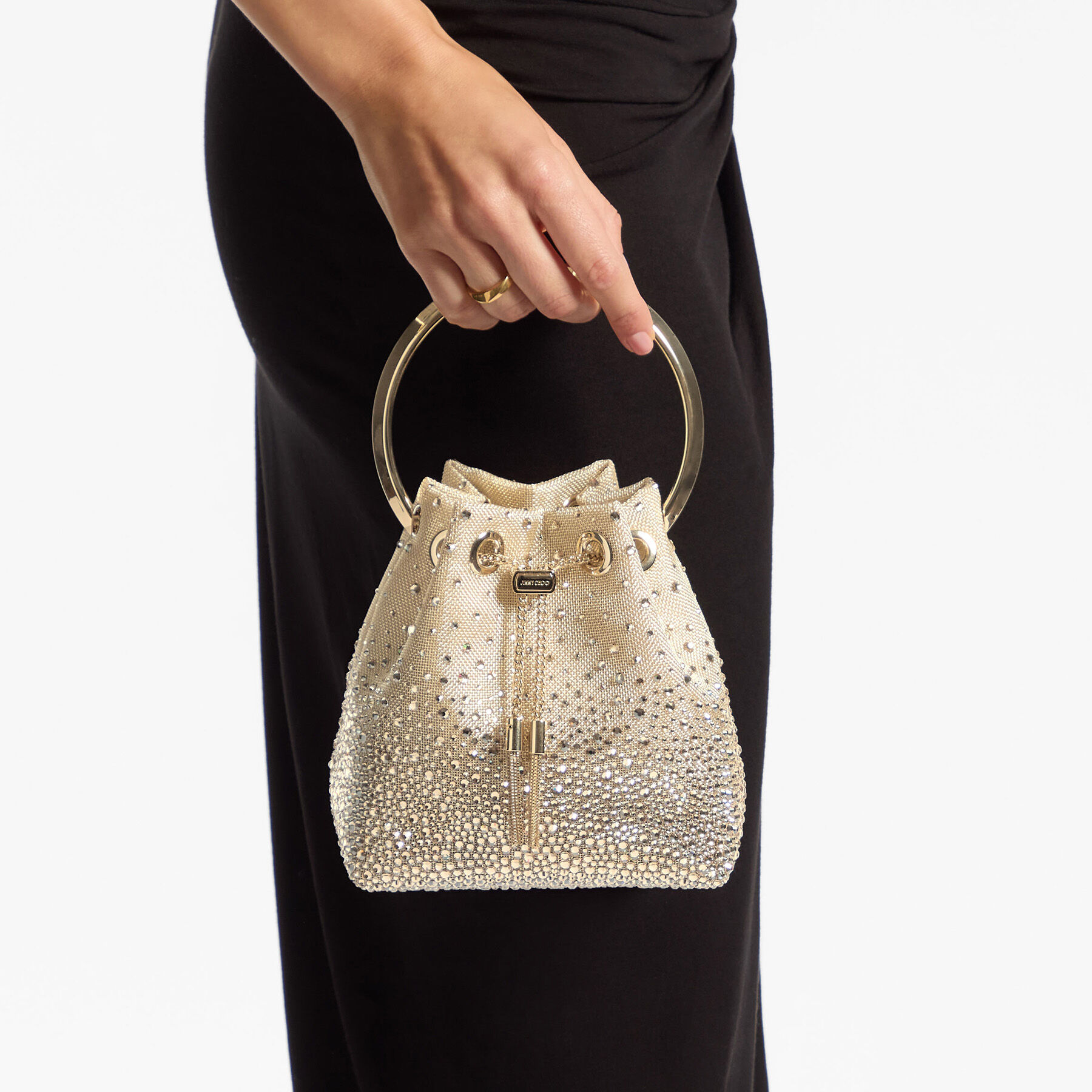 Bon Bon | Honey Metallic Mesh Handbag with Degrade Crystals