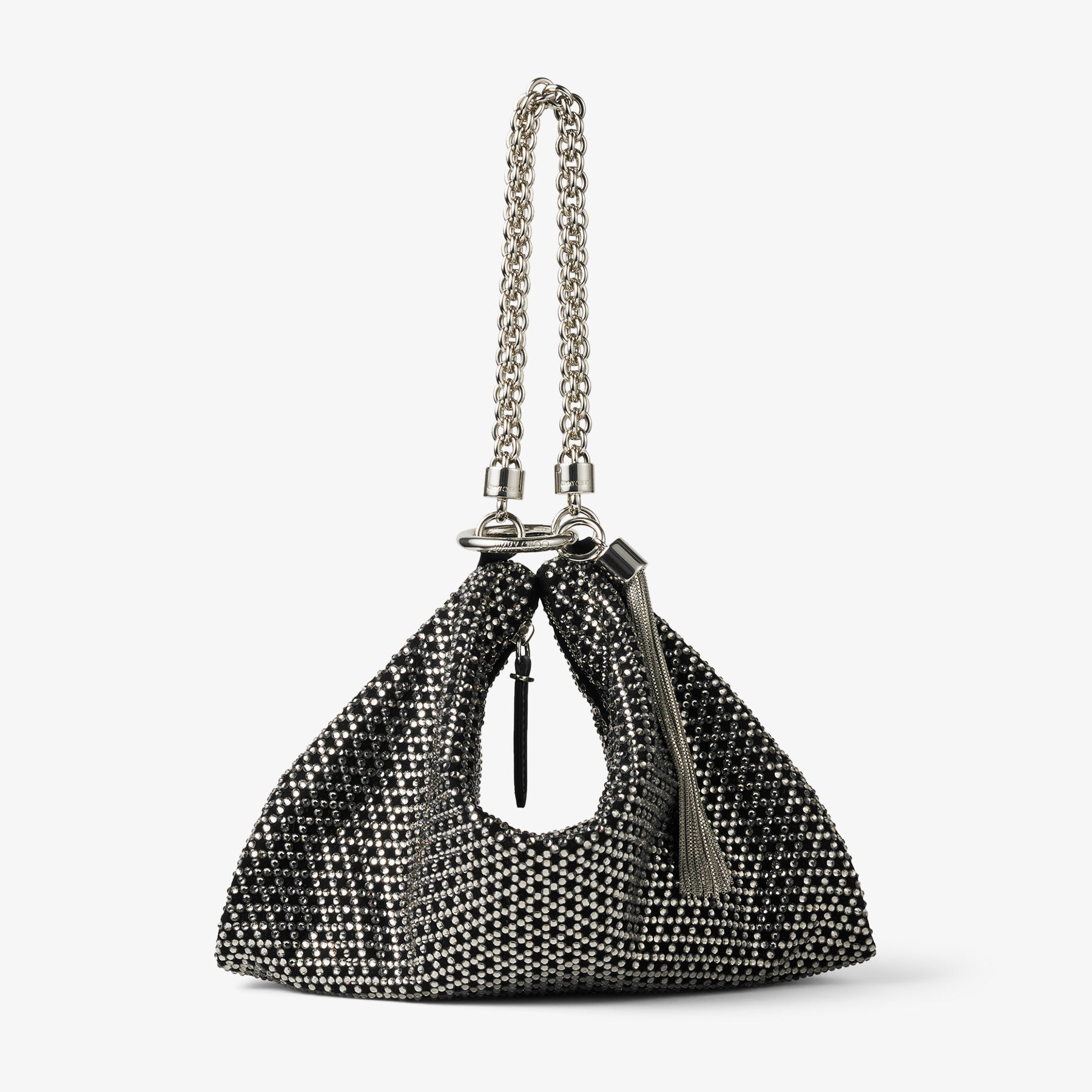 Black Diamond Motif Crystal Hotfix on Suede Clutch Bag | Callie