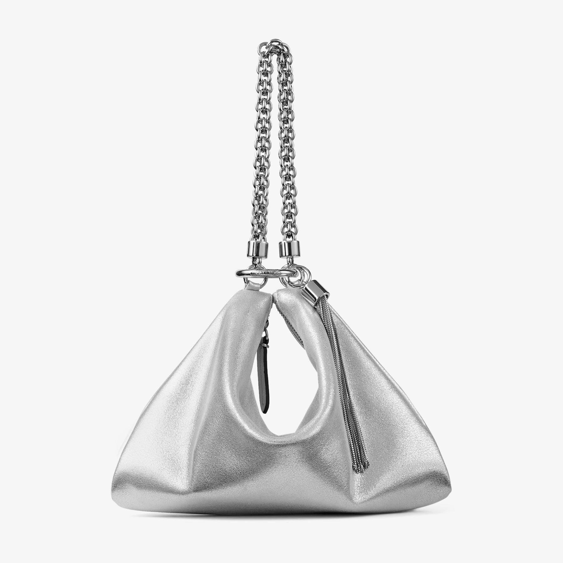 【新品未使用】JIMMY CHOO／CALLIE Silver Metallic Leather Clutch Bag | Callie | Pre Fall 18 | JIMMY CHOO