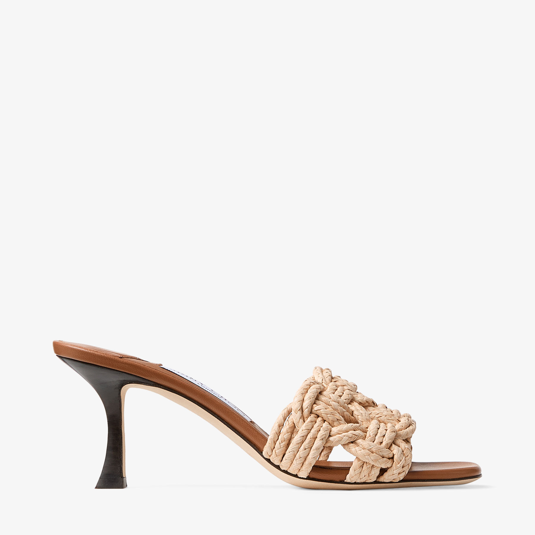 Chara 70 | Tan Leather and Crochet Raffia Mule Sandal Chara 70 | Tan Leather and Crochet Raffia Mule Sandal