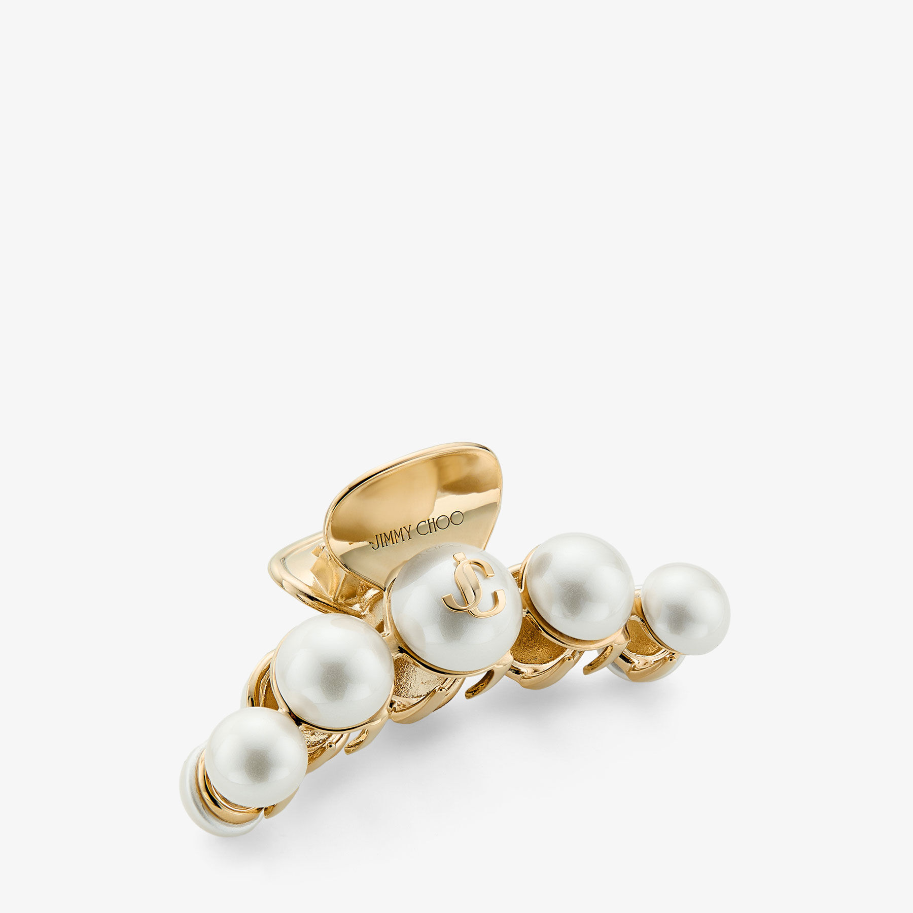 Claw Hair Clip | Gold-Finish Pearl Claw Hair Clip | JIMMY CHOO