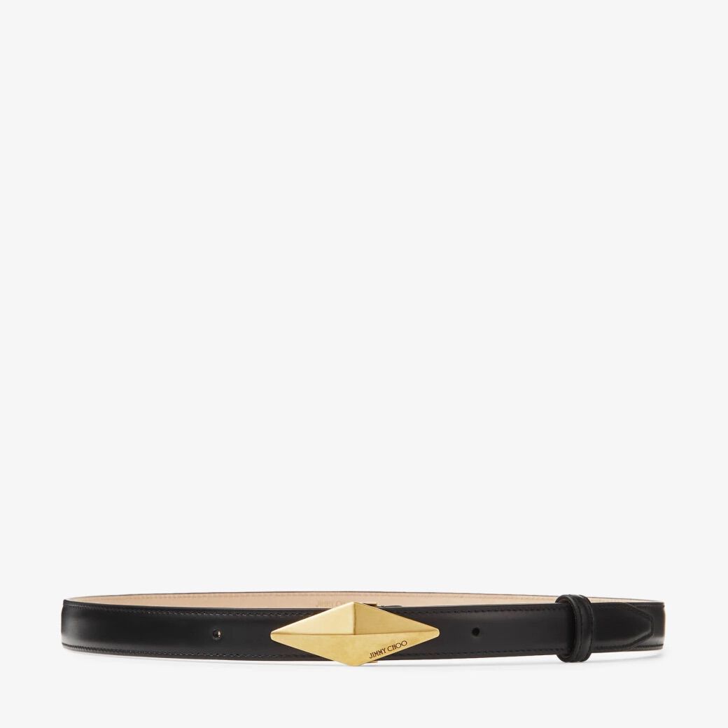 JIMMY CHOO ベルト DIAMOND CLASP BELT | Black Leather Clasp Belt | Autumn Collection