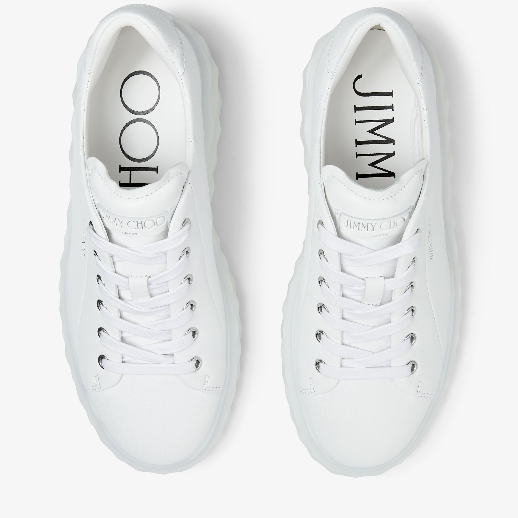 DIAMOND LIGHT MAXI/F | White Nappa Leather Low-Top Trainers with