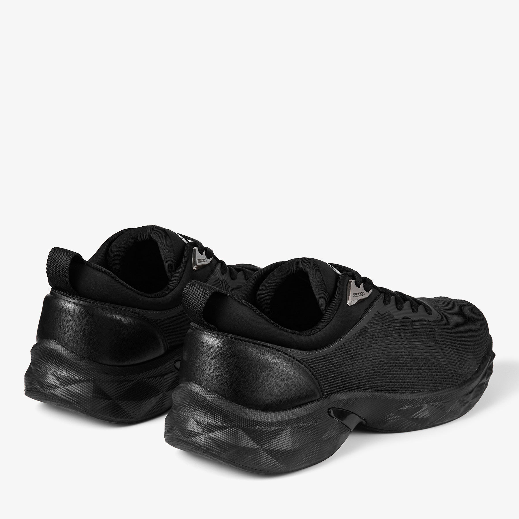 Diamond Run M | Black Knit Jacquard Mix Trainers | JIMMY CHOO