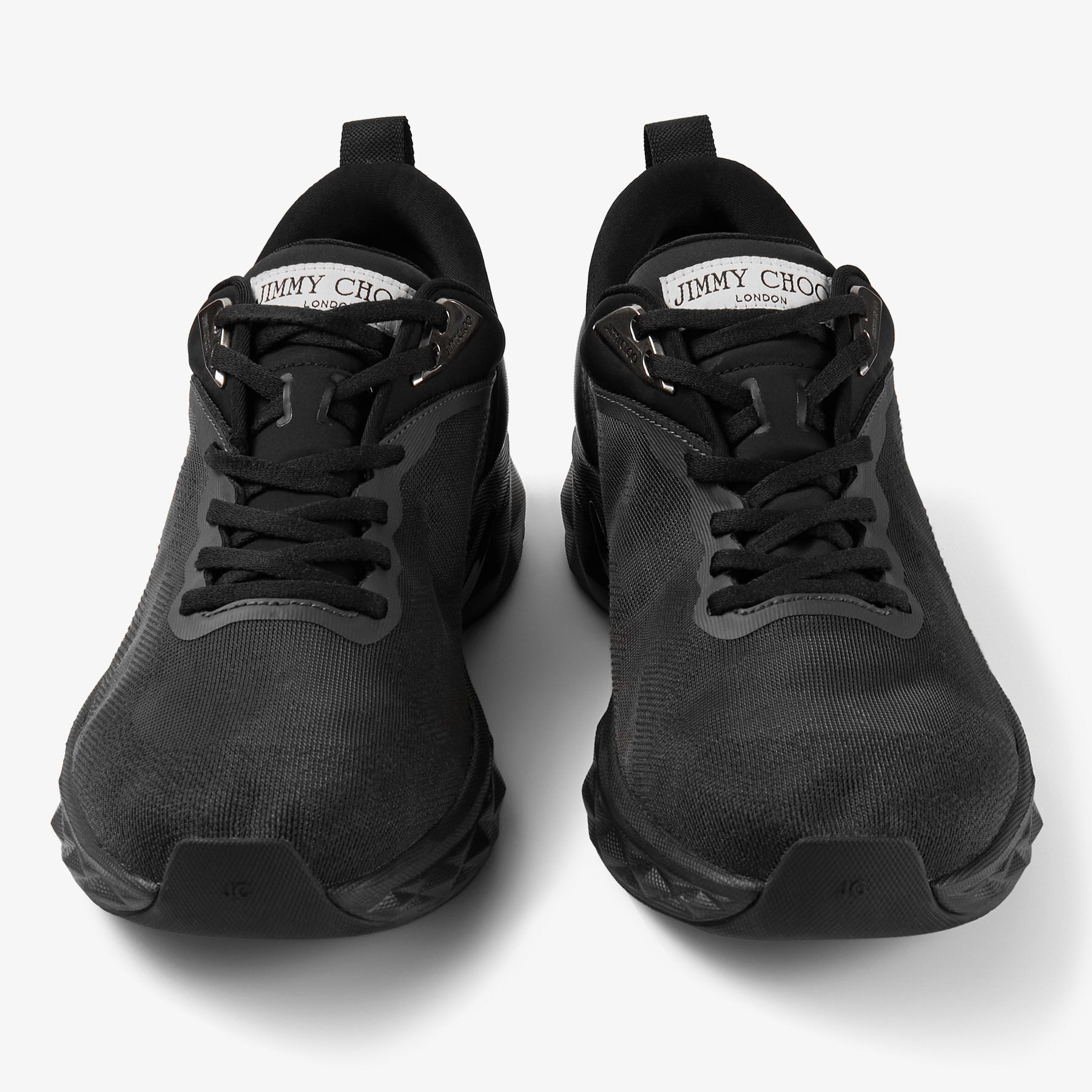 Diamond Run M | Black Knit Jacquard Mix Trainers | JIMMY CHOO