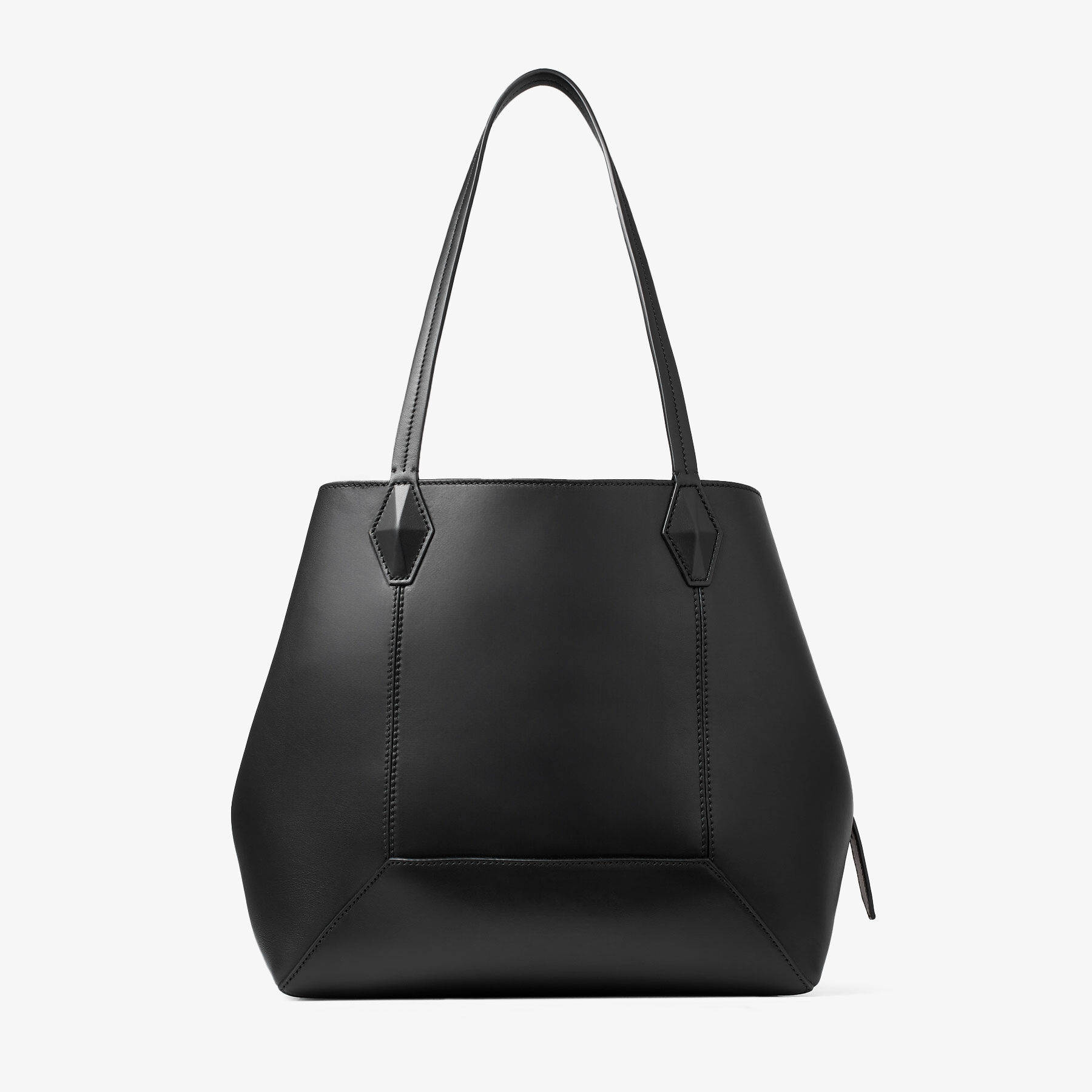 Diamond Tote M | Black Calf Leather Tote Bag | JIMMY CHOO