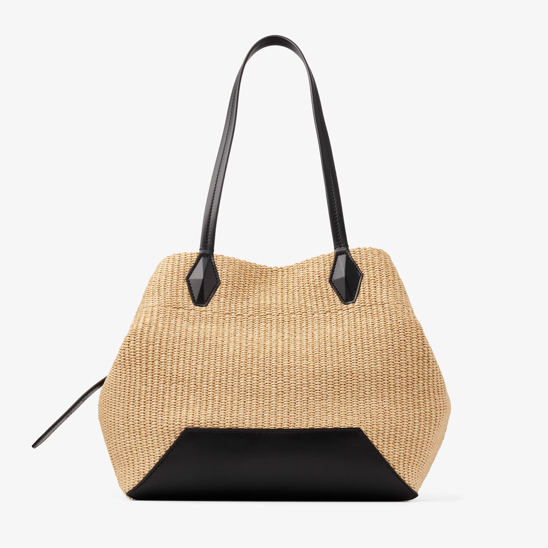 トートバッグ JIMMY CHOO Drawstring Tote Bag in Raffia & Leather Drawstring Tote L |Natural Soft Raffia Tote with Smooth Calf