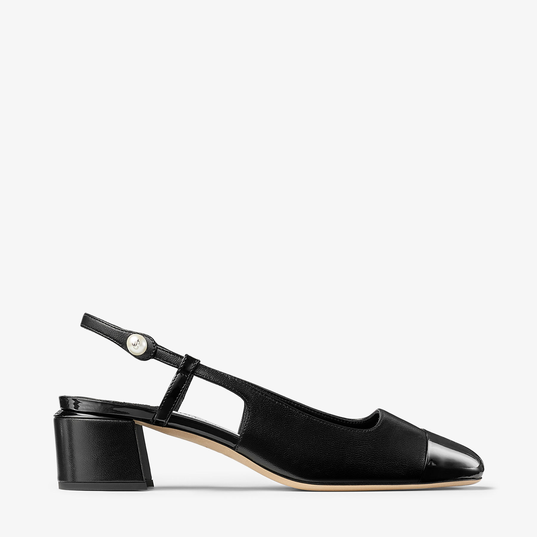 Elisa Sling Back 45 | Black Patent and Nappa Leather Pumps | JIMMY