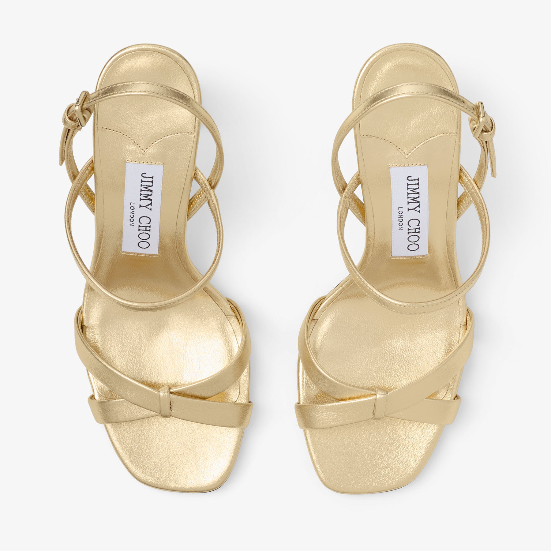 Elsy Block Heel 85 | Gold Metallic Nappa Leather Sandals | JIMMY CHOO