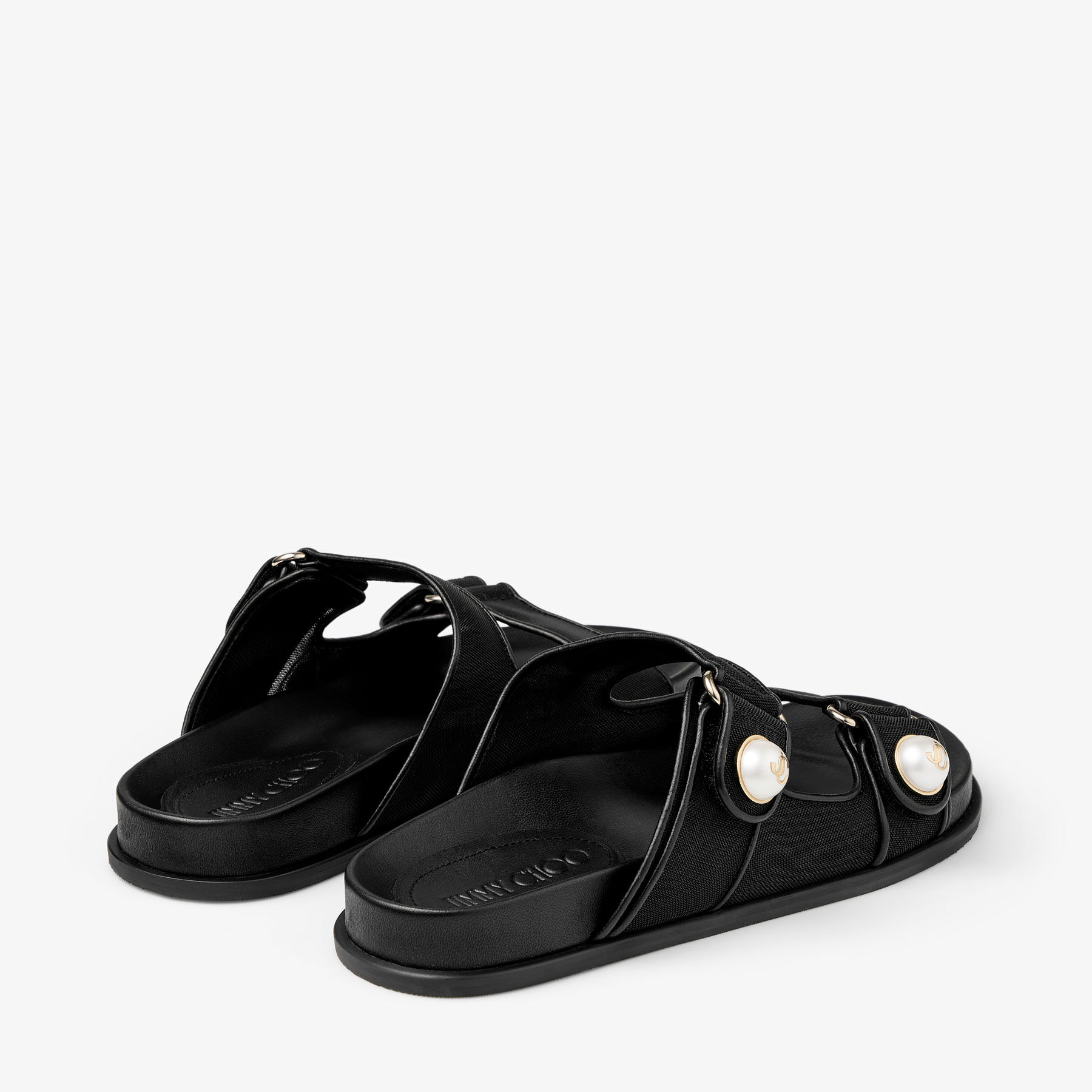 Fayence Sandal | Black Mesh and Patent Leather Sandals