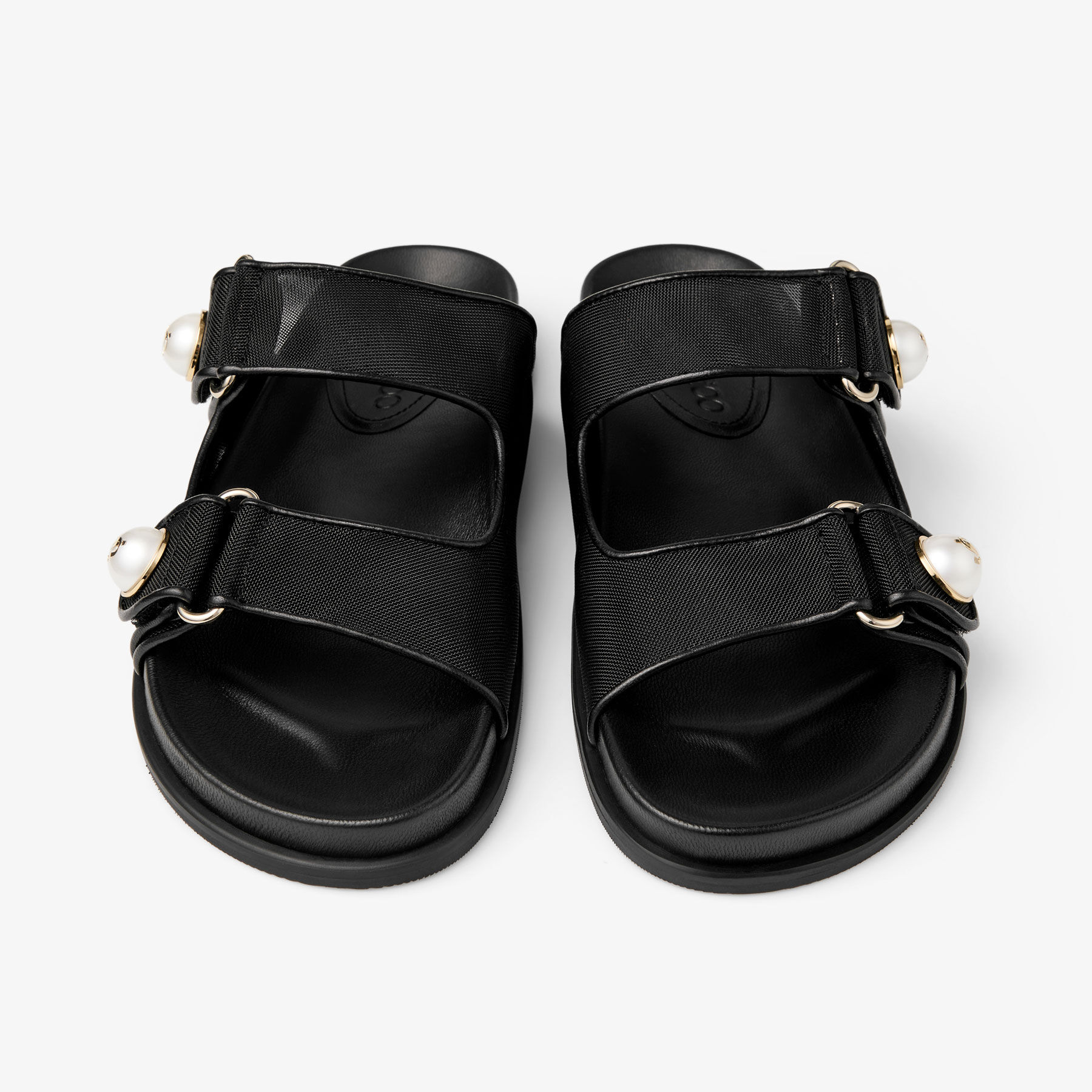 Fayence Sandal | Black Mesh and Patent Leather Sandals