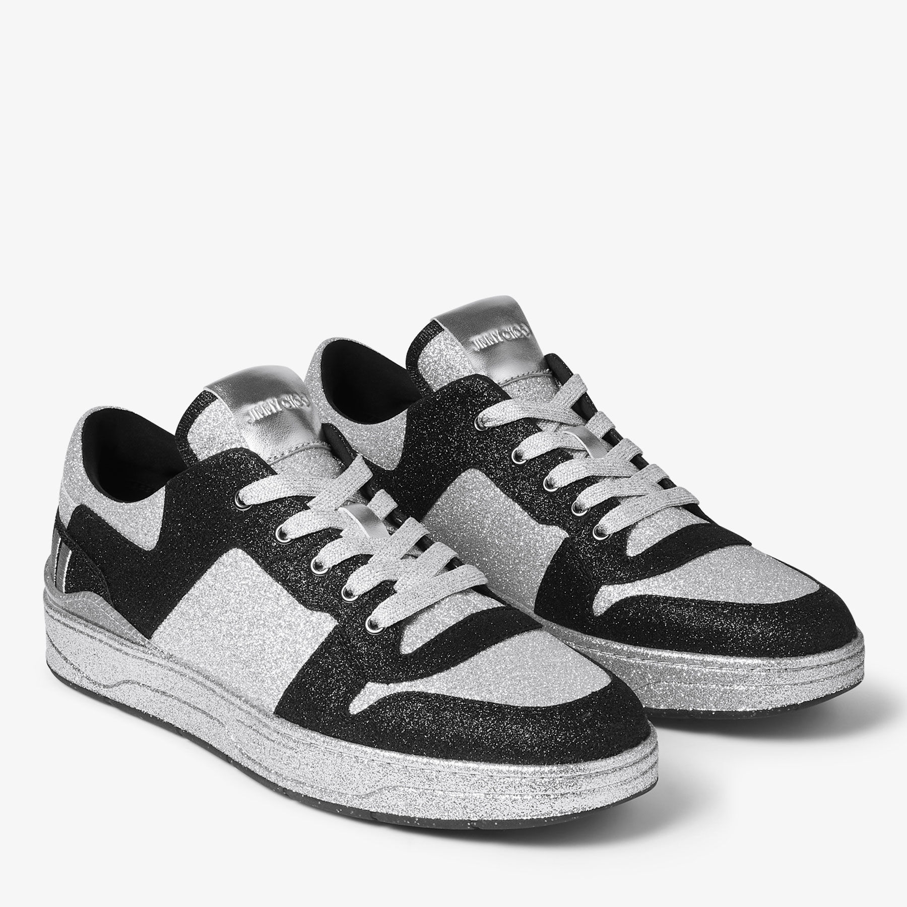 Florent/M|Black Glitter Fabric Trainer| JIMMY CHOO