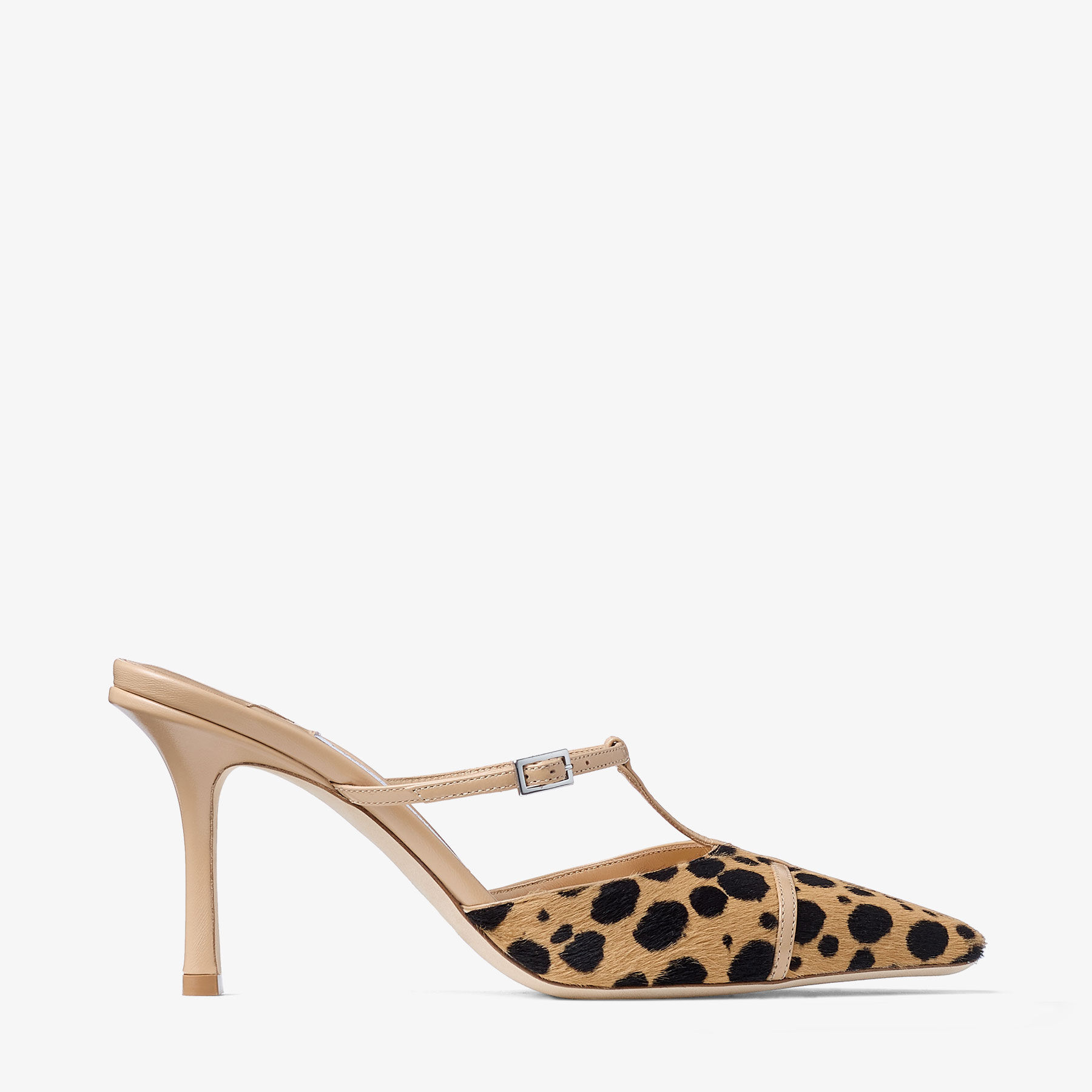 Gloria Mule 85 | Natural Cheetah Print Pony Leather Mules | JIMMY CHOO