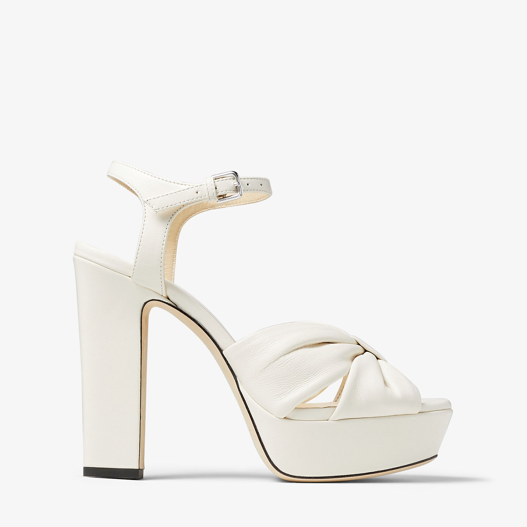 HELOISE 120 | Latte Nappa Leather Platform Sandals | Summer Collection |  JIMMY CHOO
