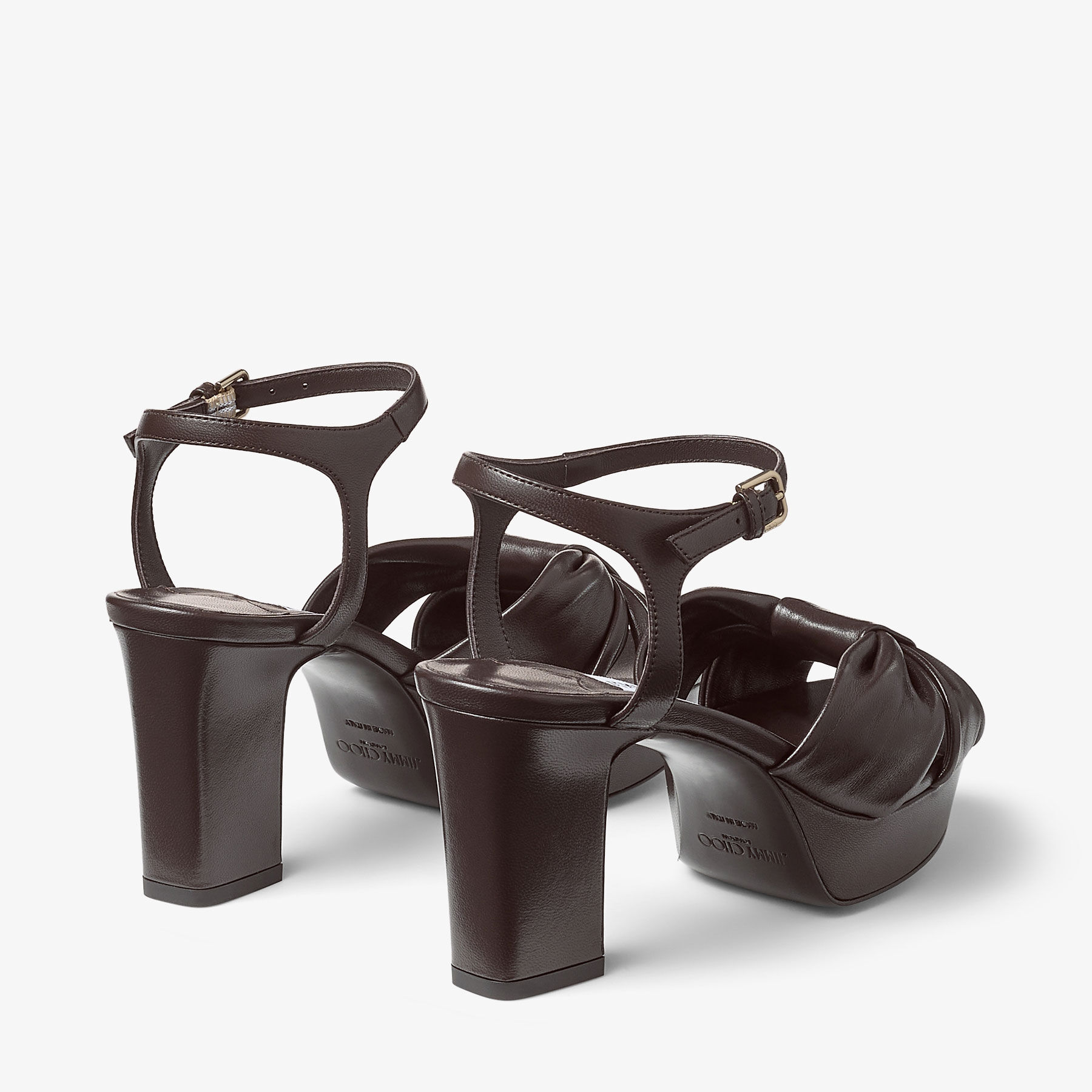 Heloise 80 | Coffee Nappa Leather Platform Sandals | JIMMY CHOO