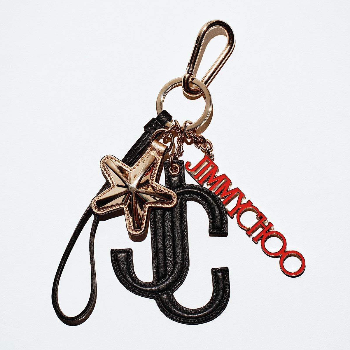 Black Orange Calf Leather Star Logo Bag Charm JIMMY CHOO