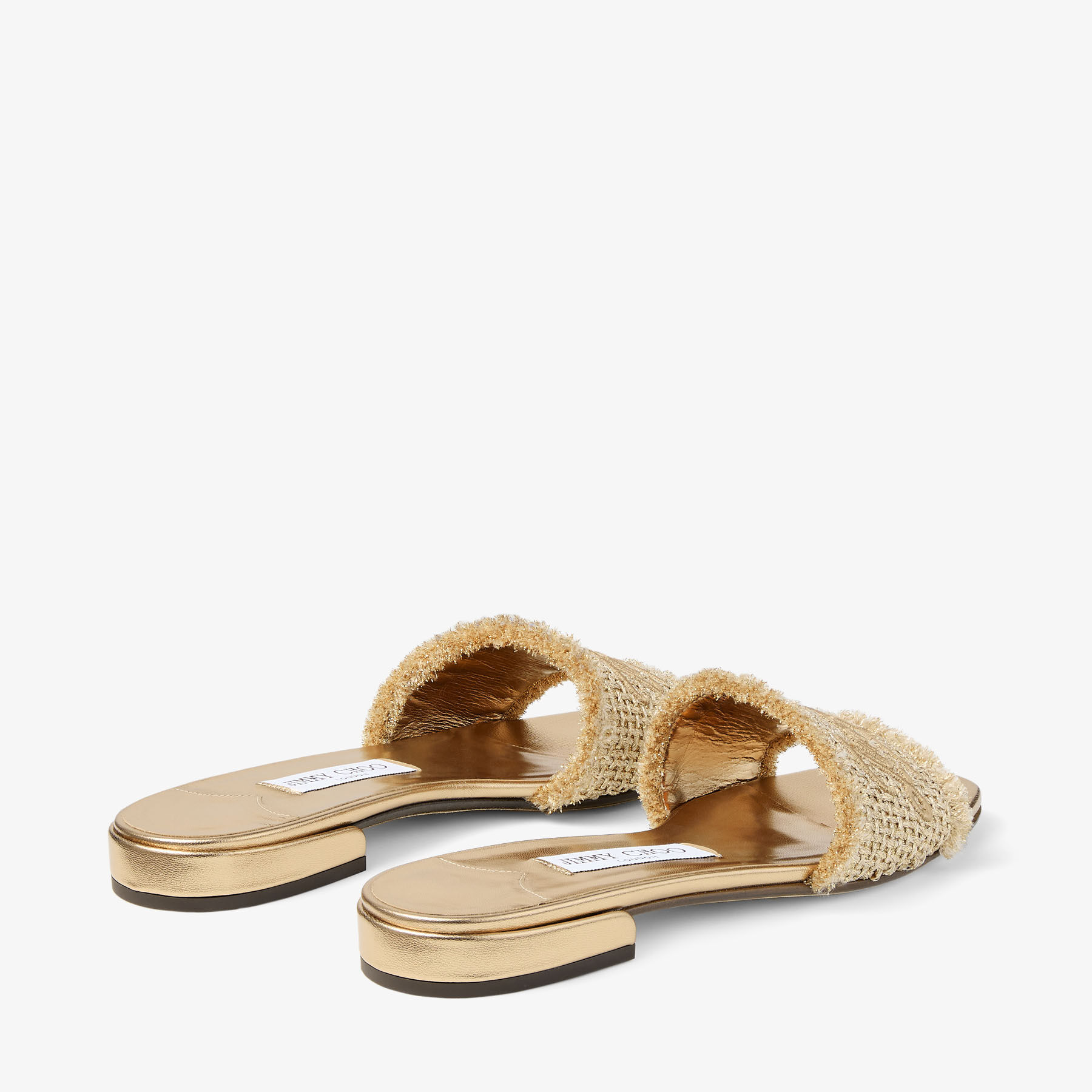 Joa Flat | Gold and Dark Cappuccino Lurex Woven Fabric Flat