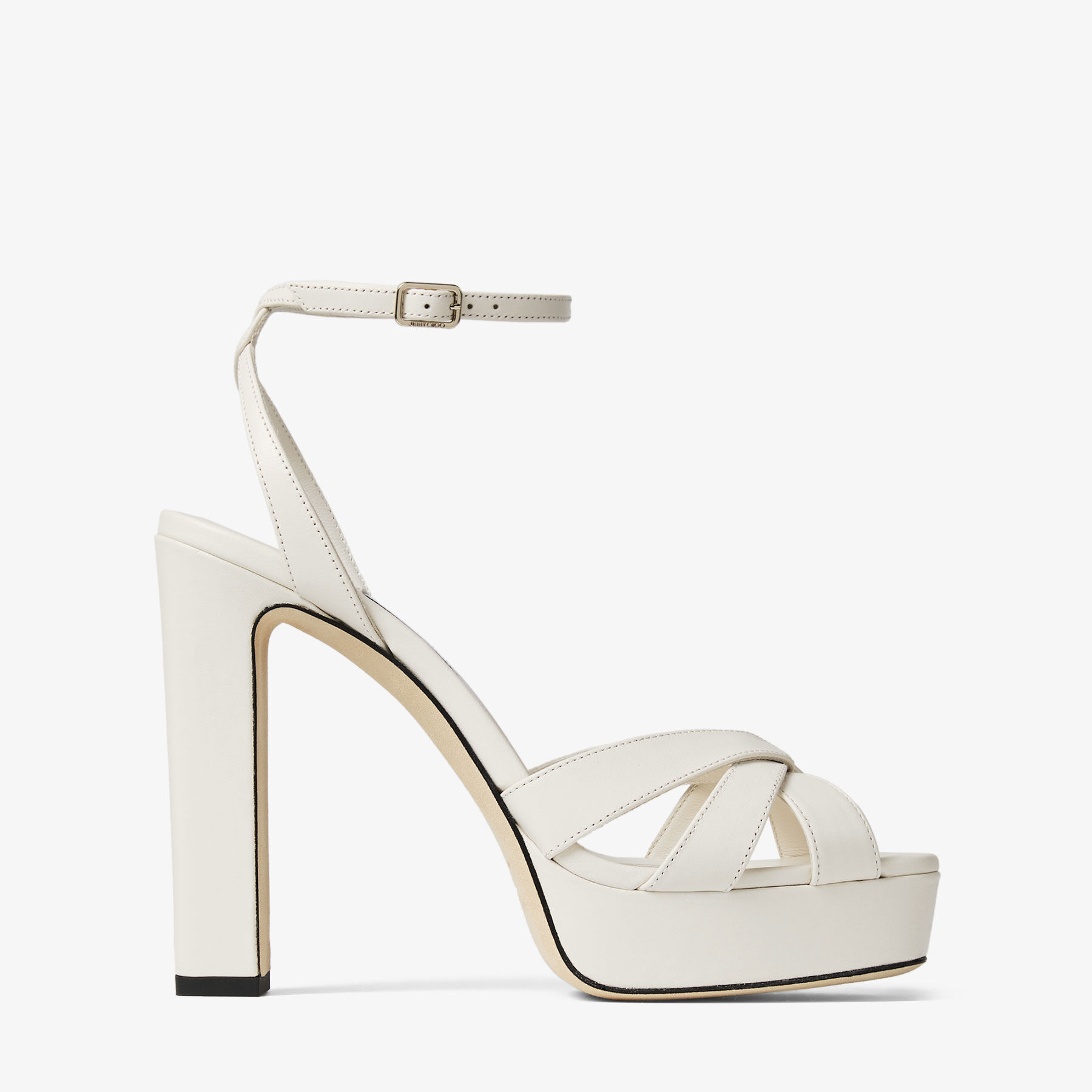 kuku_mimimi Kove 120 | Latte Nappa Leather Platform Sandals | JIMMY CHOO