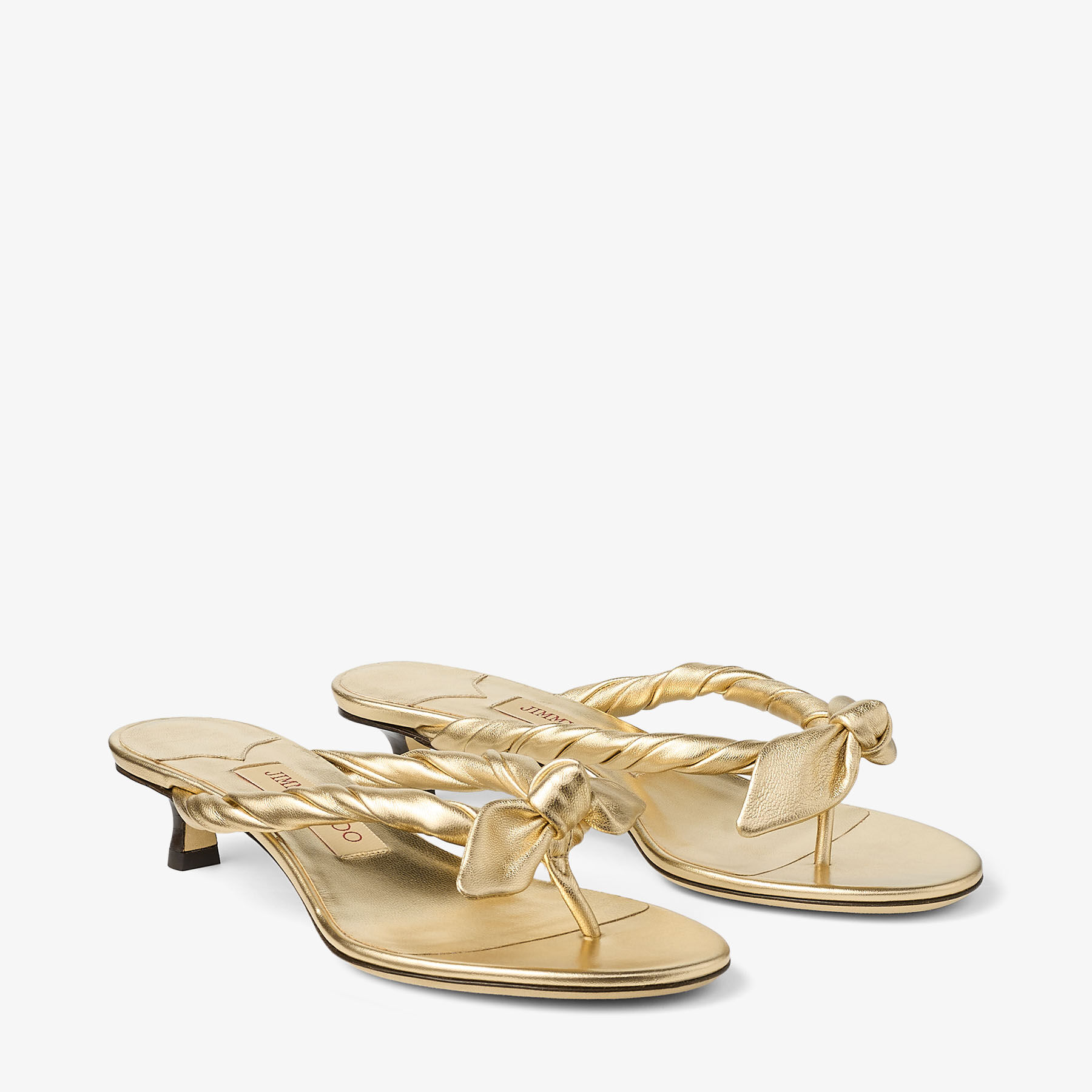 Liss 35 | Gold Metallic Nappa Leather Mules Sandals with Bow