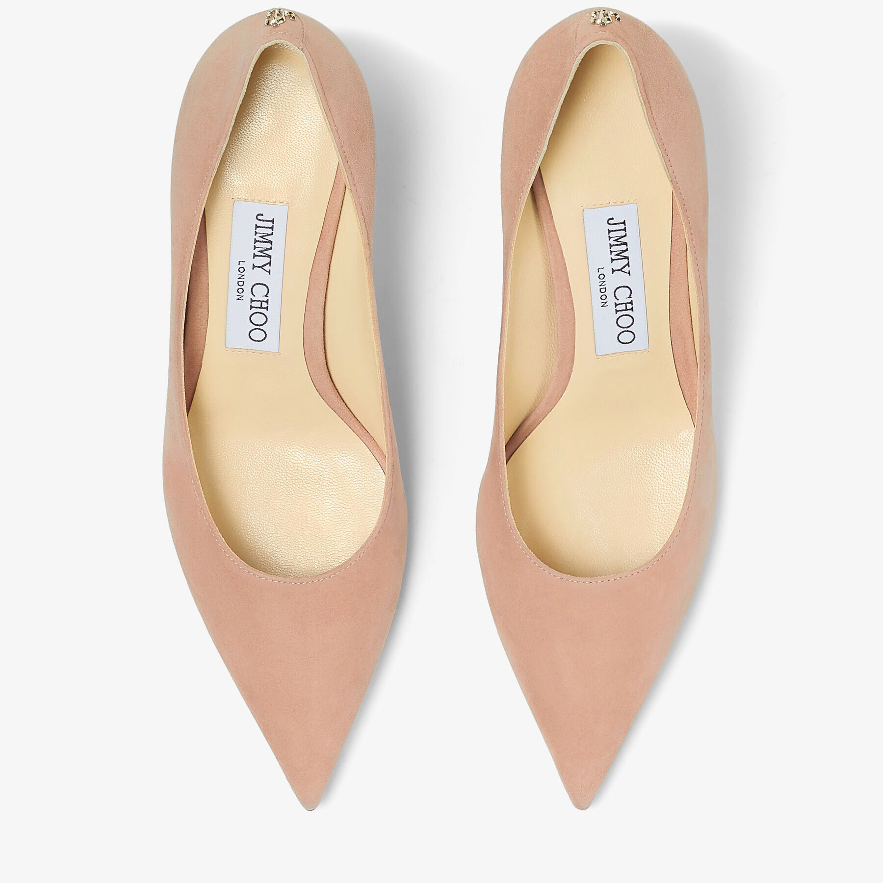 Ballet Pink Suede Pointed Pumps with JC Emblem | LOVE 65 | Autumn