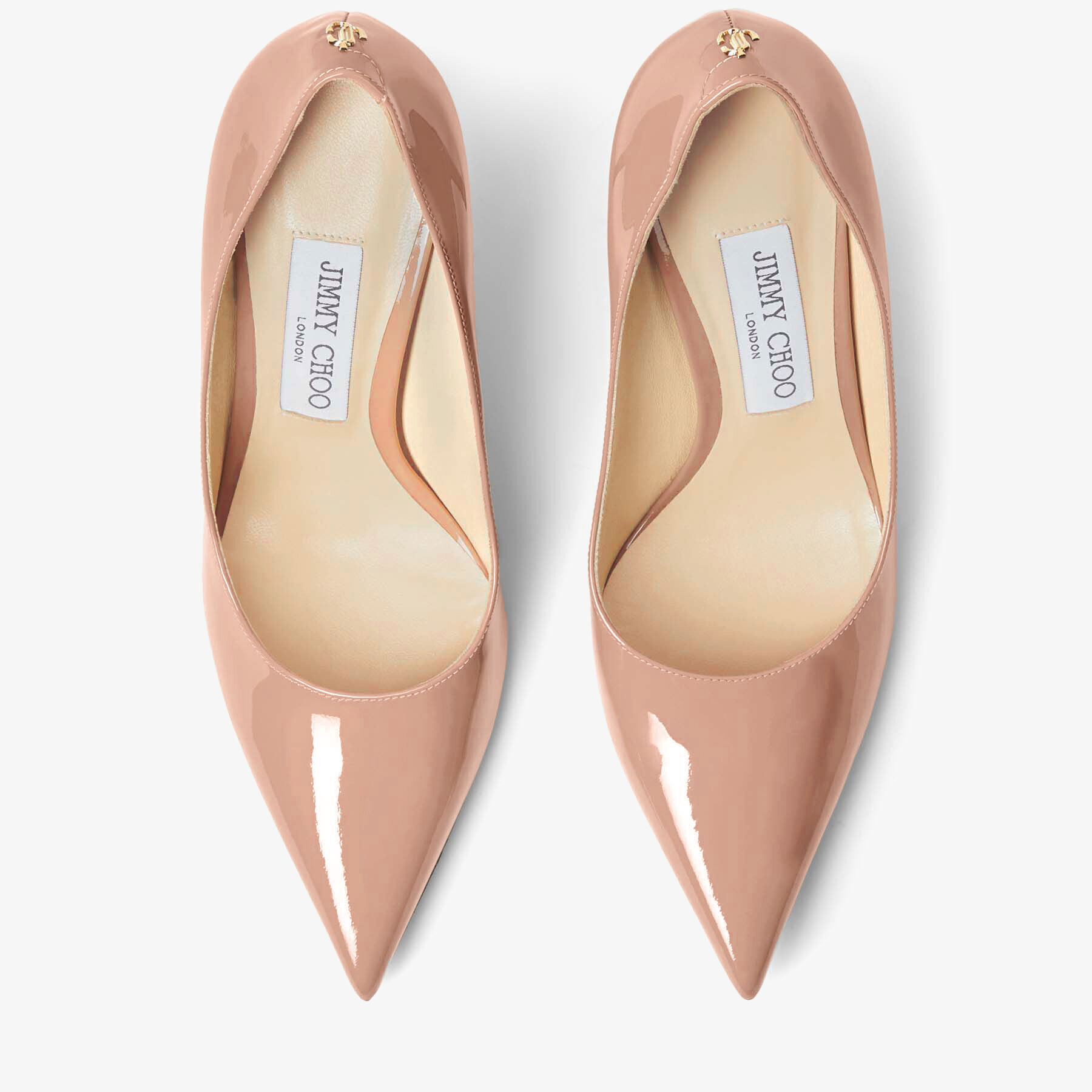 Ballet Pink Patent Leather Pointy Toe pumpss with Jimmy Choo