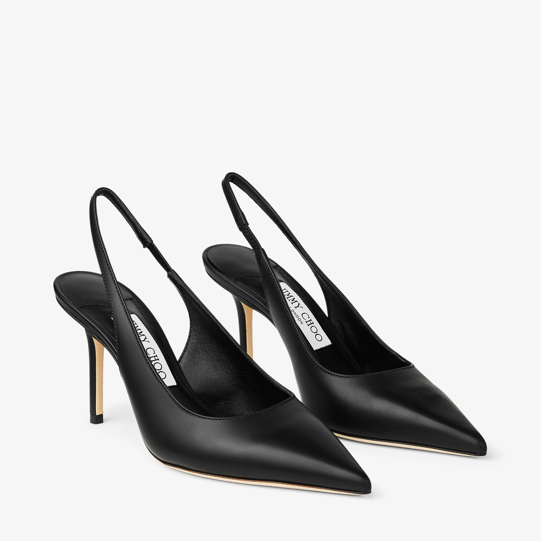 JIMMY CHOO Love85 ブラック スウェード 35 Love Sling Back 85 | Black Calf Leather Slingbacks | JIMMY CHOO