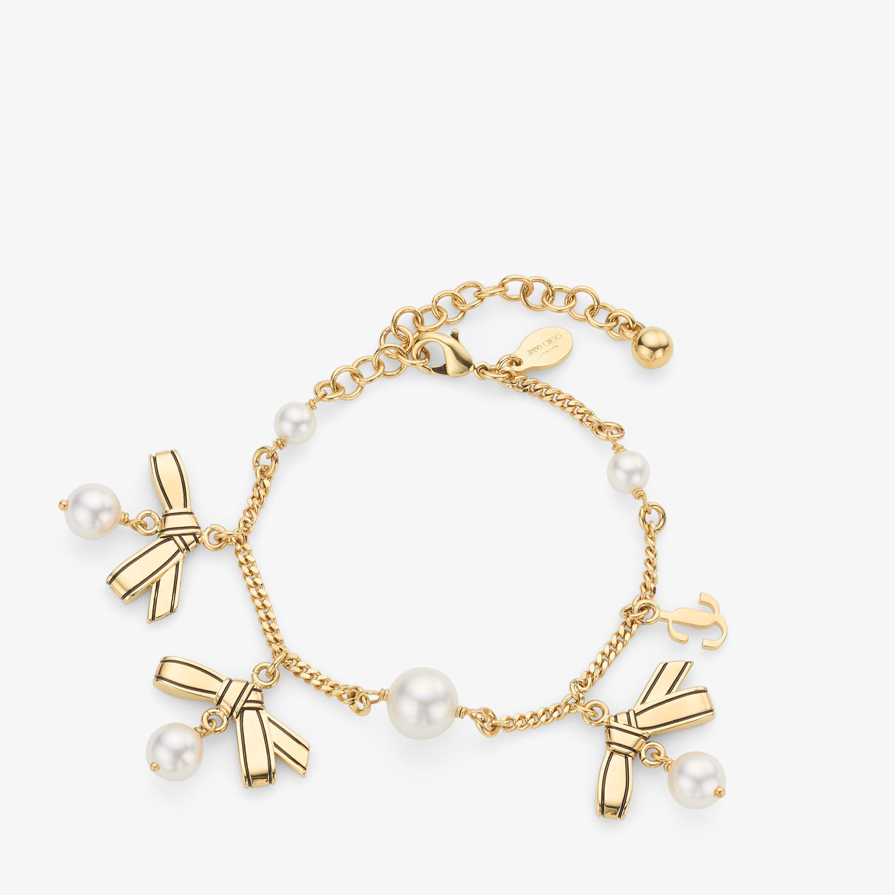 Multi Charm Ribbon Bracelet |Gold Metal Charm Bracelet with