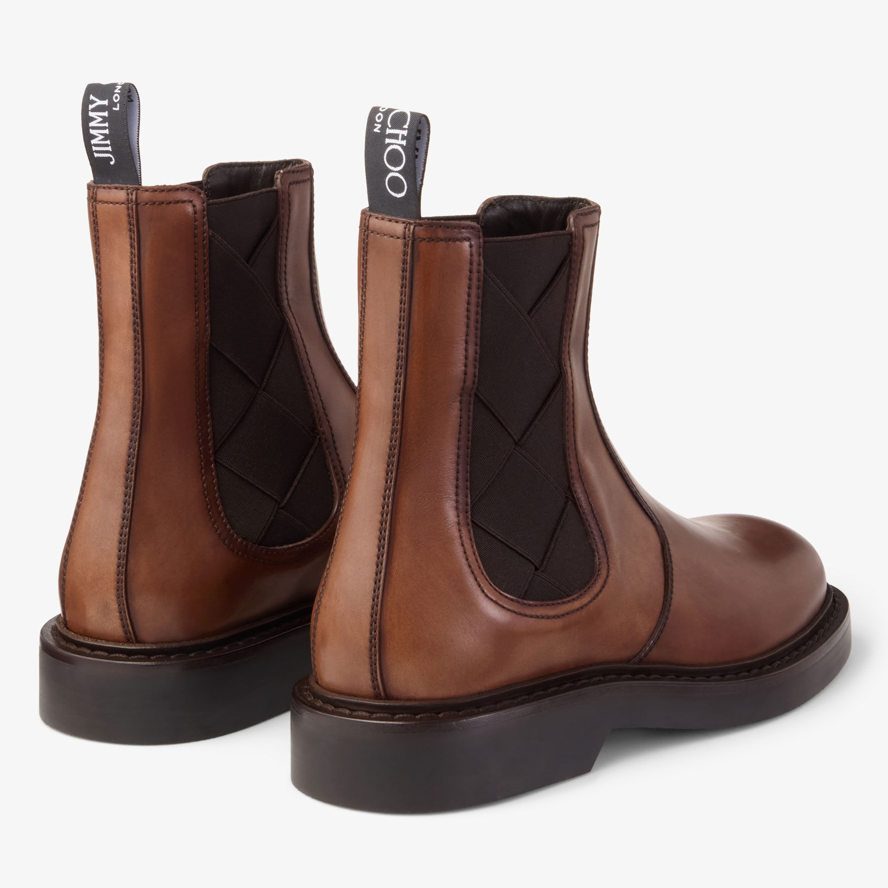 Reggie Chelsea Boot | Mocha Burnished Leather Boots | JIMMY CHOO