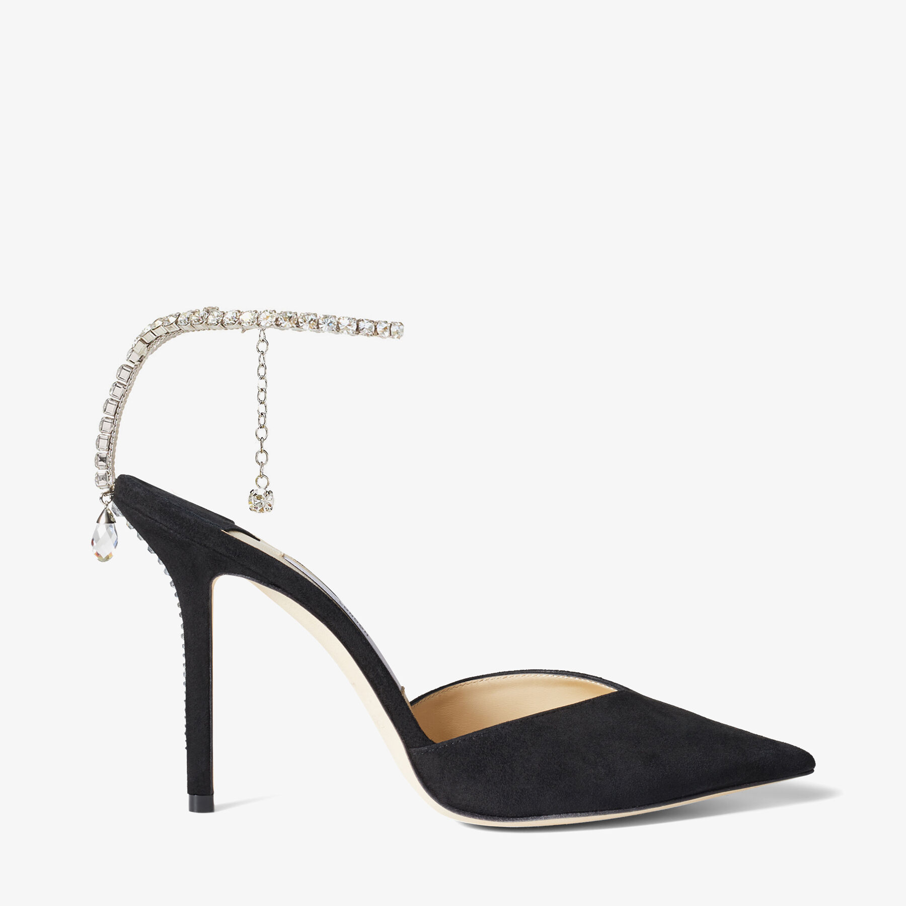 Saeda 100 Black Suede Pumps with Crystal Embellishment JIMMY CHOO - Main Image