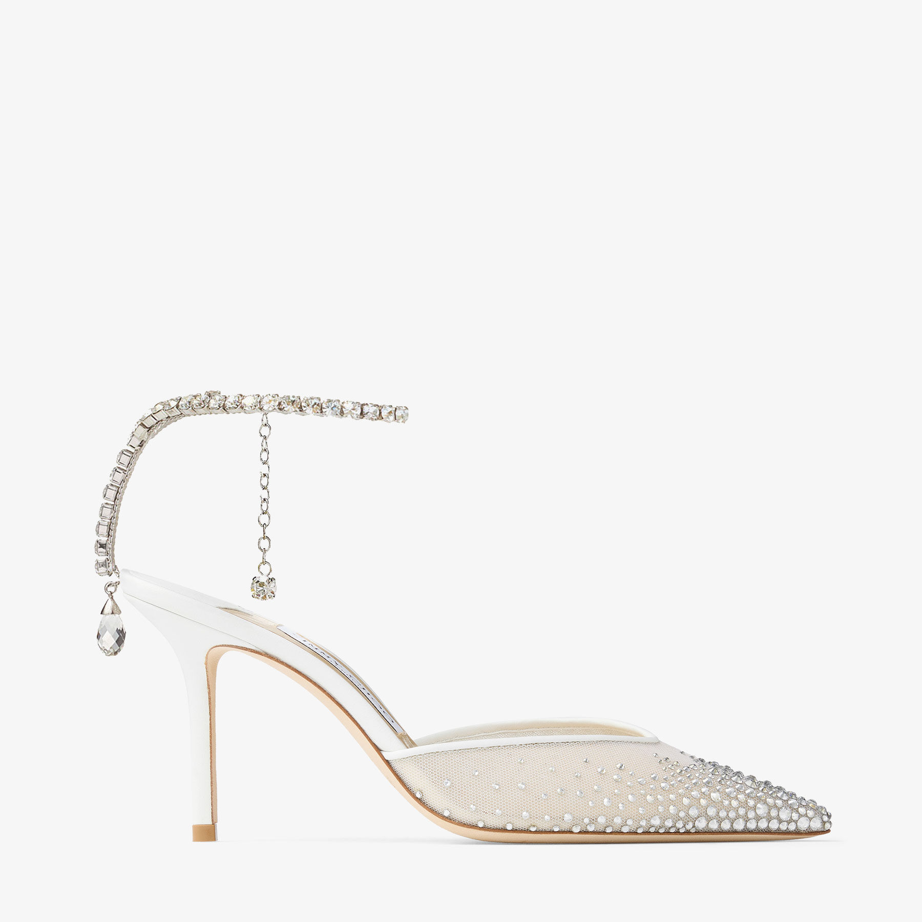 Saeda 85 White Crystal Mesh Pumps JIMMY CHOO