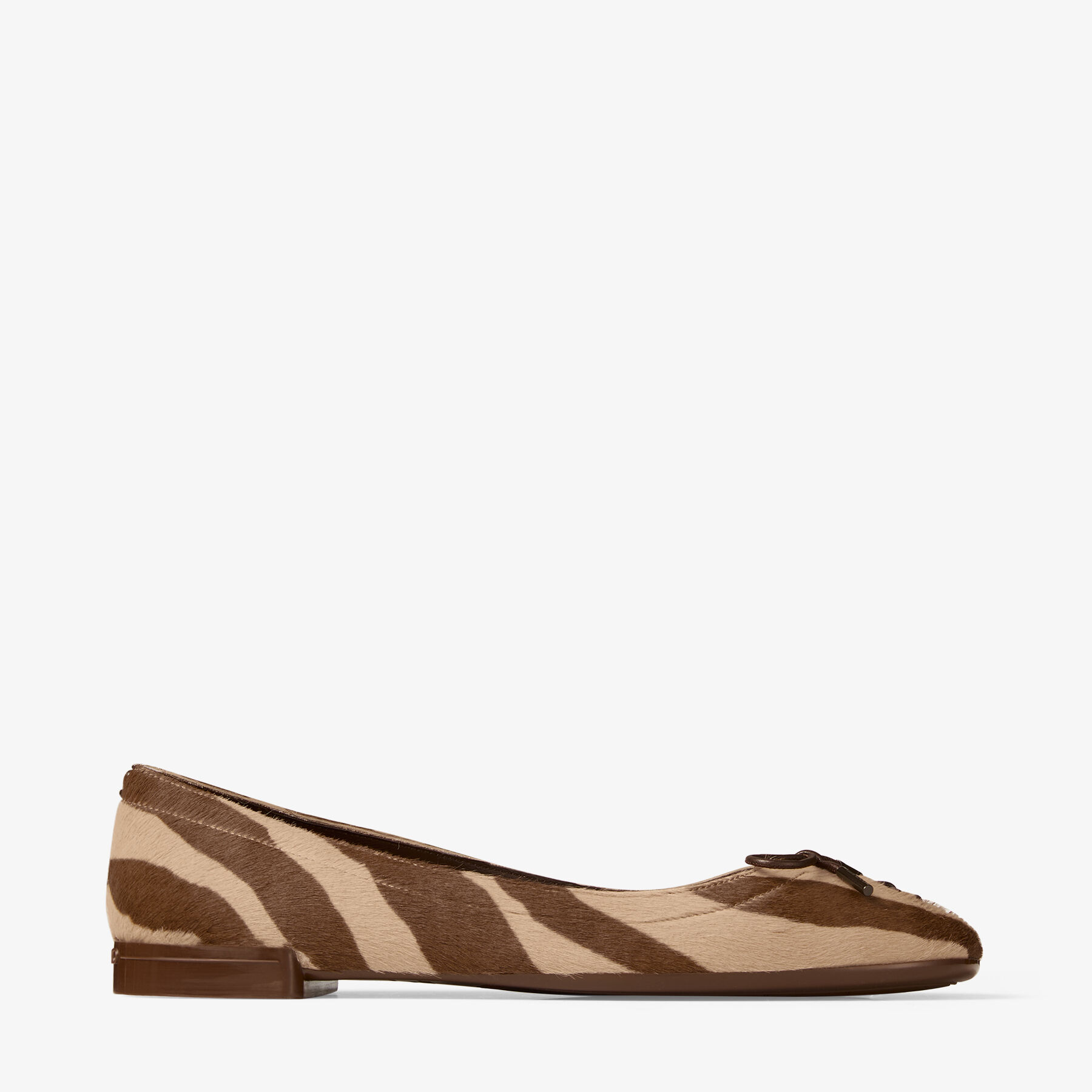Scarlett Ballerina | Chocolate Zebra Printed Pony Ballerina Flats