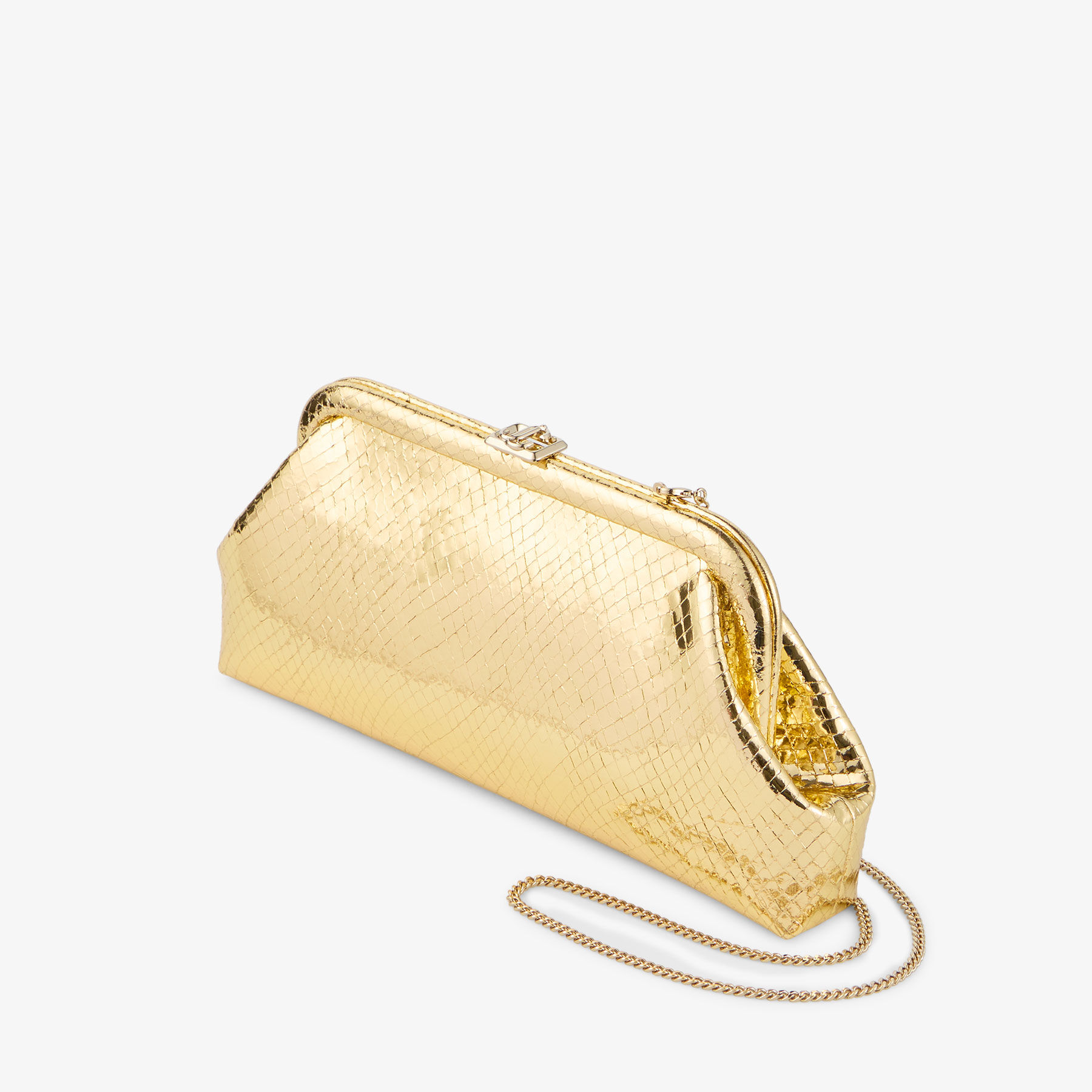 Skylar |Gold Candy Wrap Leather Clutch with Square JC Clasp