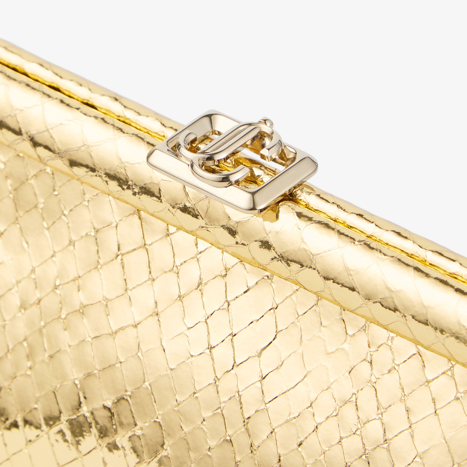 Skylar |Gold Candy Wrap Leather Clutch with Square JC Clasp