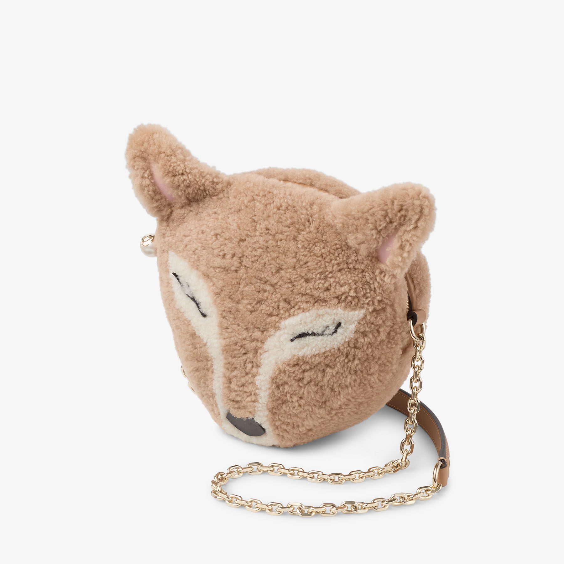 Soft Fox Mini Bag | Toffee Shearling Fox Mini Bag | JIMMY CHOO