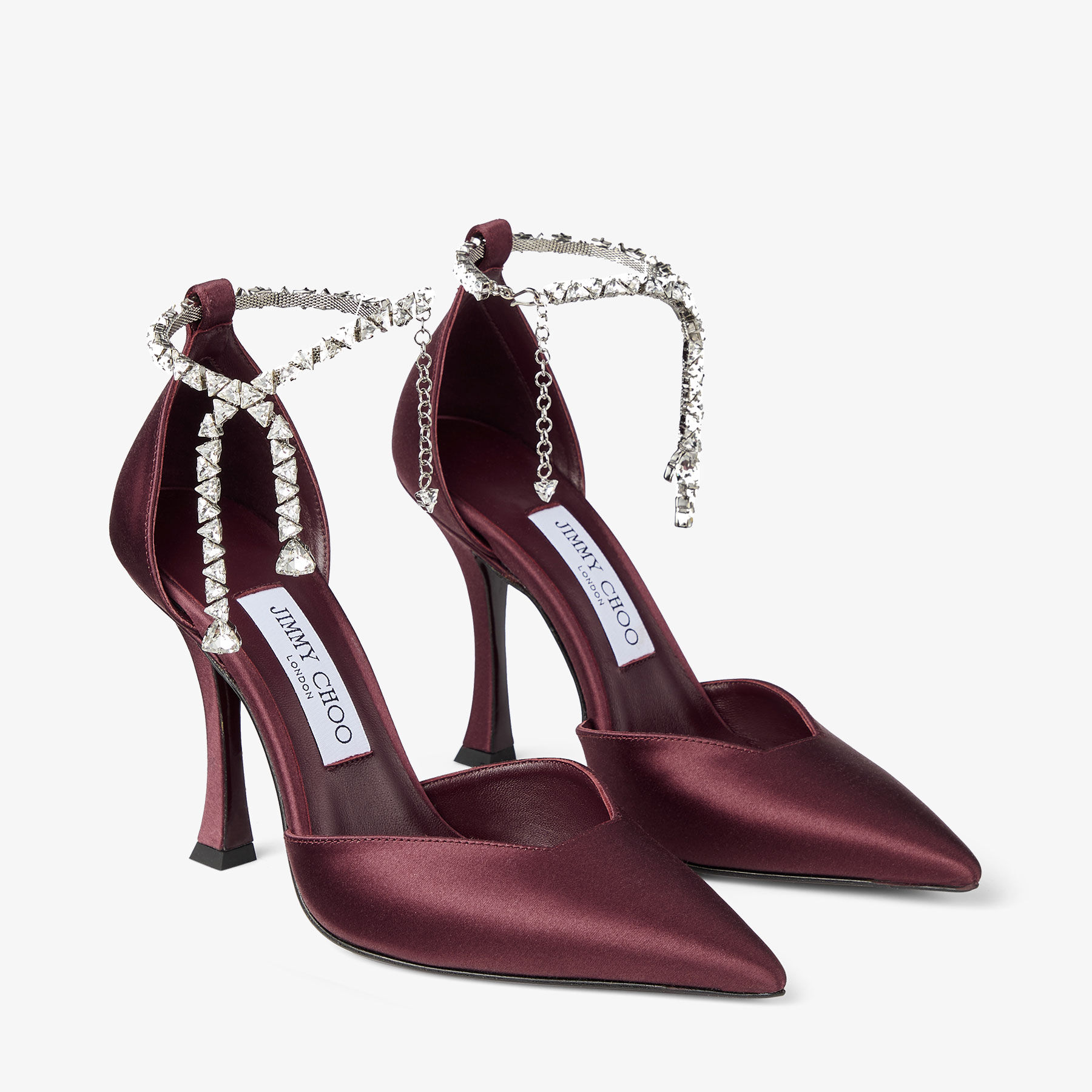 JIMMY CHOO ボルドー ベロア パンプス Stevie 100 | Deep Merlot Satin Pumps | JIMMY CHOO