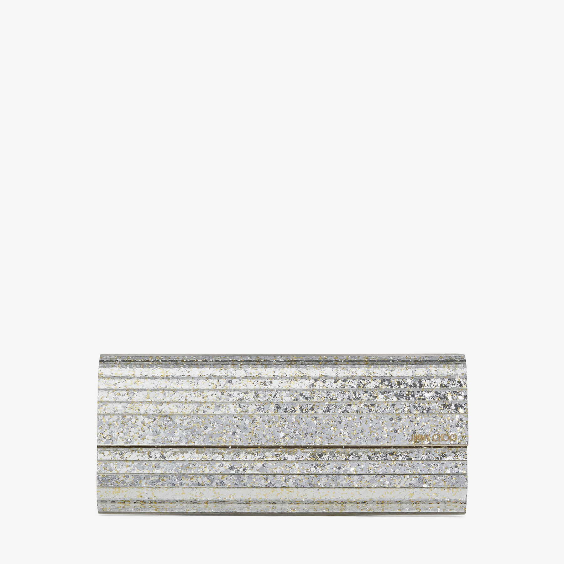 JIMMY CHOO シルバー パーティバック Champagne Coarse Glitter Acrylic Clutch Bag| SWEETIE| Pre Fall 19