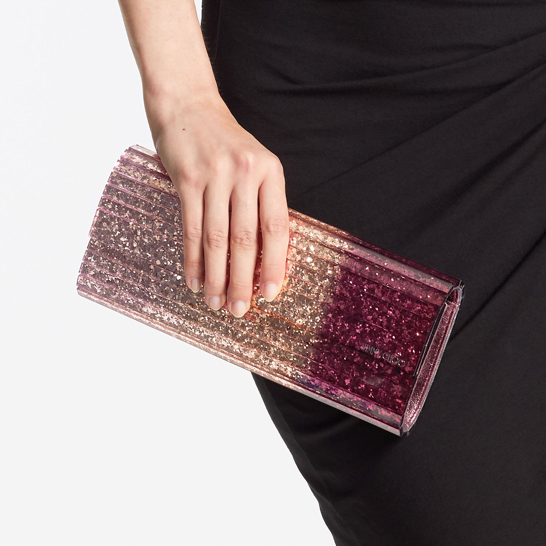 Sweetie | Silky Blush Dégradé Glitter Plexi Clutch Bag