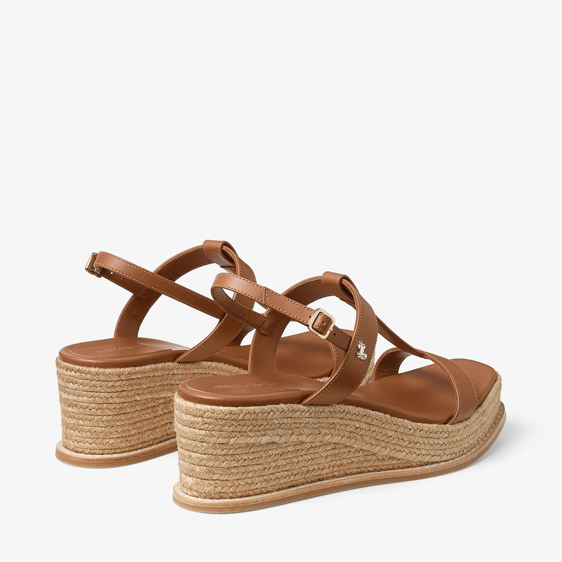 Theia Wedge 60 | Tan Leather Wedge Sandals | JIMMY CHOO