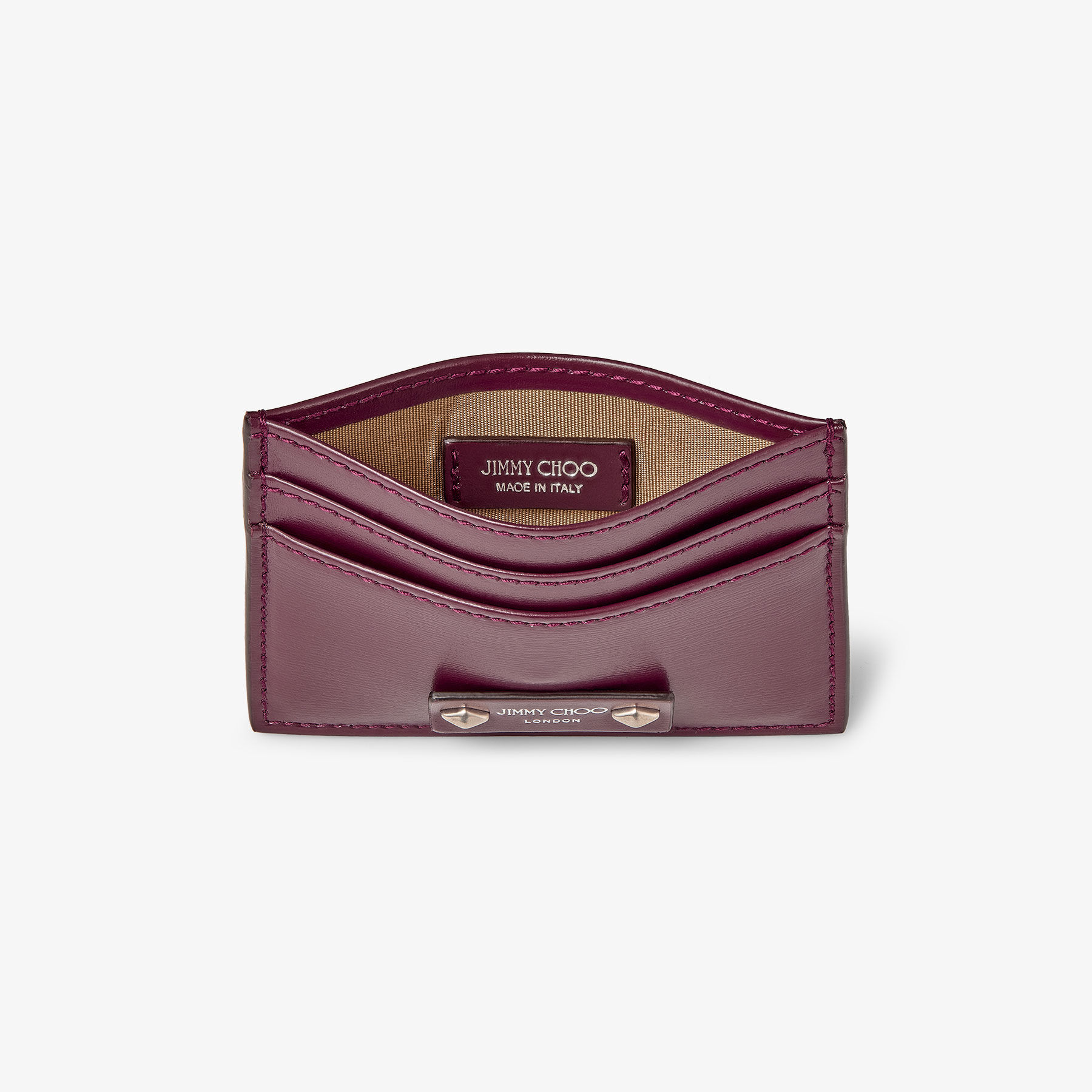カードケース・名刺入れ JIMMY CHOO UMIKA QUILTED NAPPA CARD CASE Umika | Garnet/Antique Silver Calf Leather SLG | JIMMY CHOO