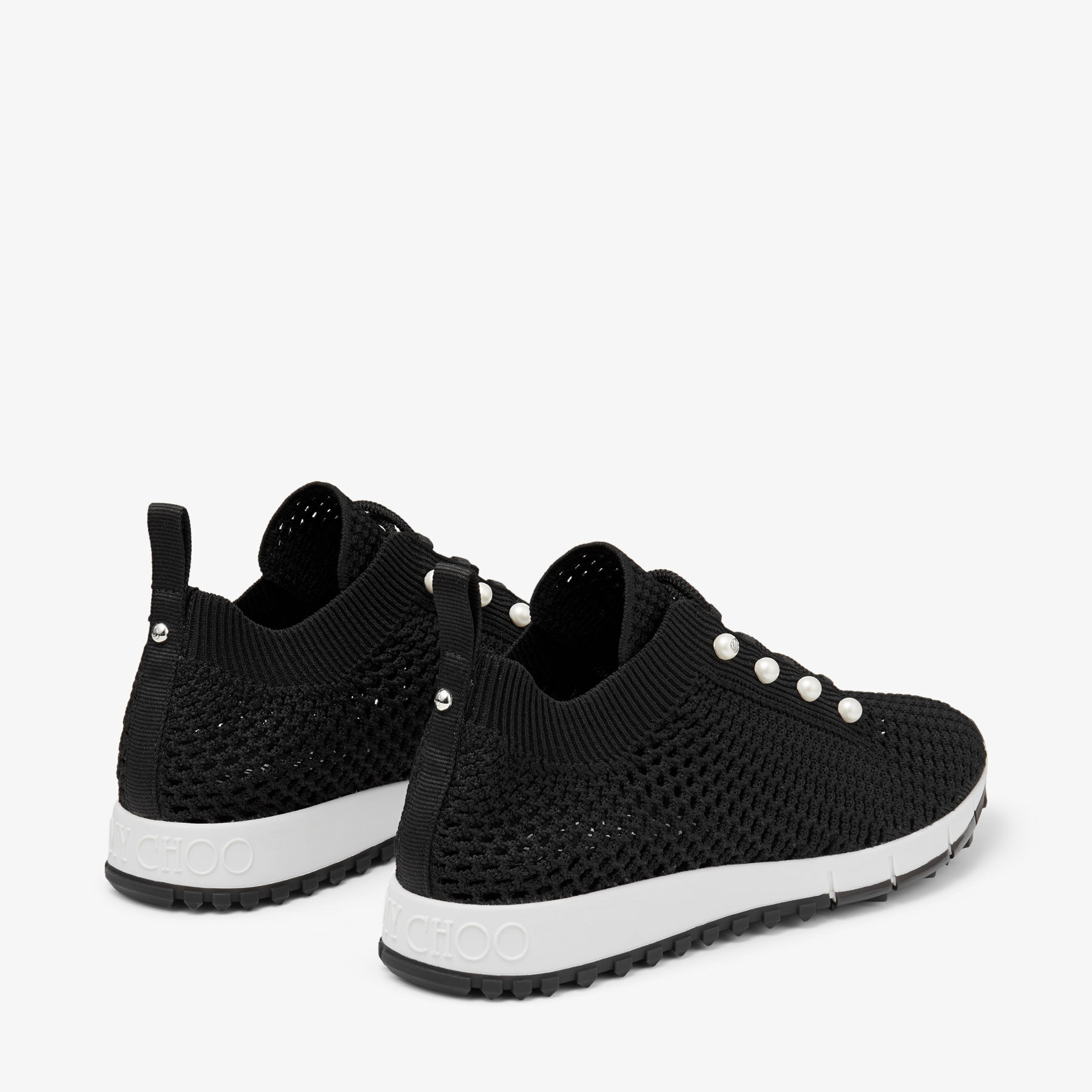 マルコ黒 LL 　すみっち Veles | Black Crochet Knit Low-Top Trainers with Pearls | JIMMY CHOO