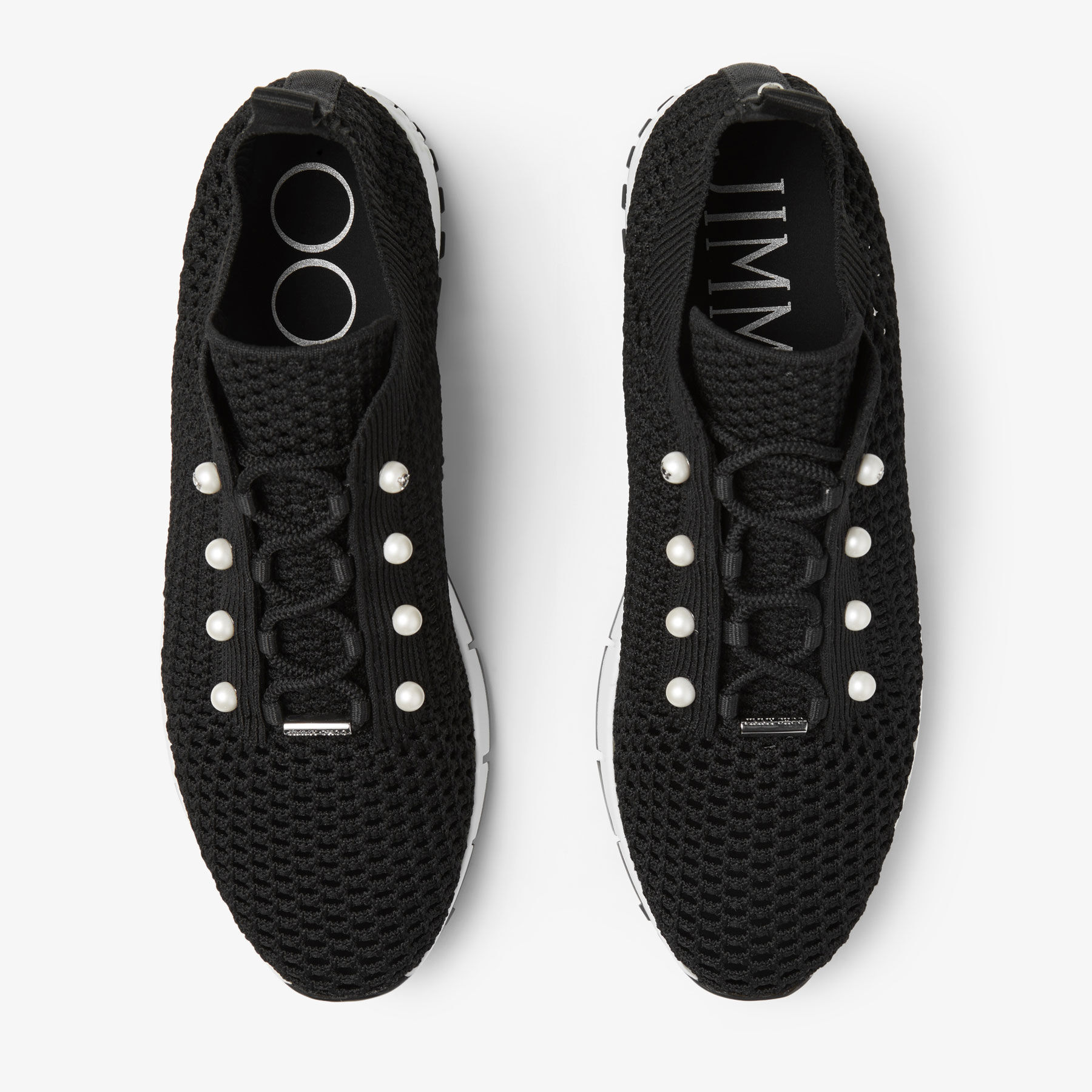 マルコ黒 LL 　すみっち Veles | Black Crochet Knit Low-Top Trainers with Pearls | JIMMY CHOO