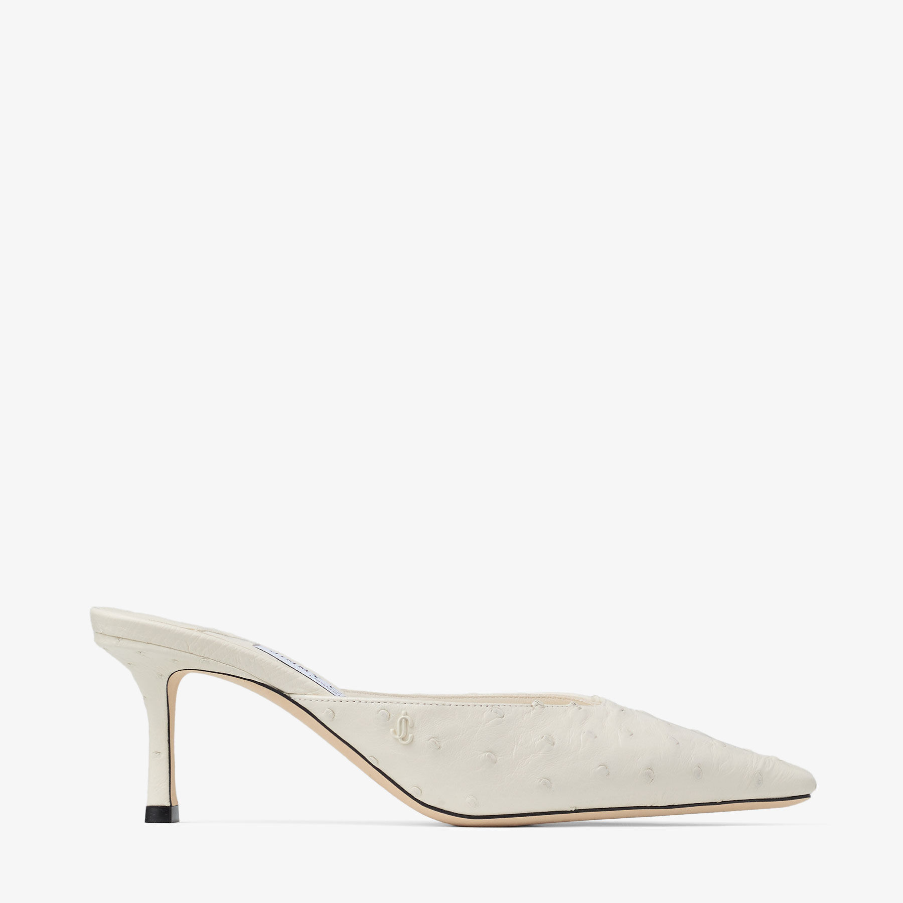 JIMMY CHOO ホワイト ミュール 約6cmヒール Vivi 65 | Latte Ostrich Leather Mules | JIMMY CHOO