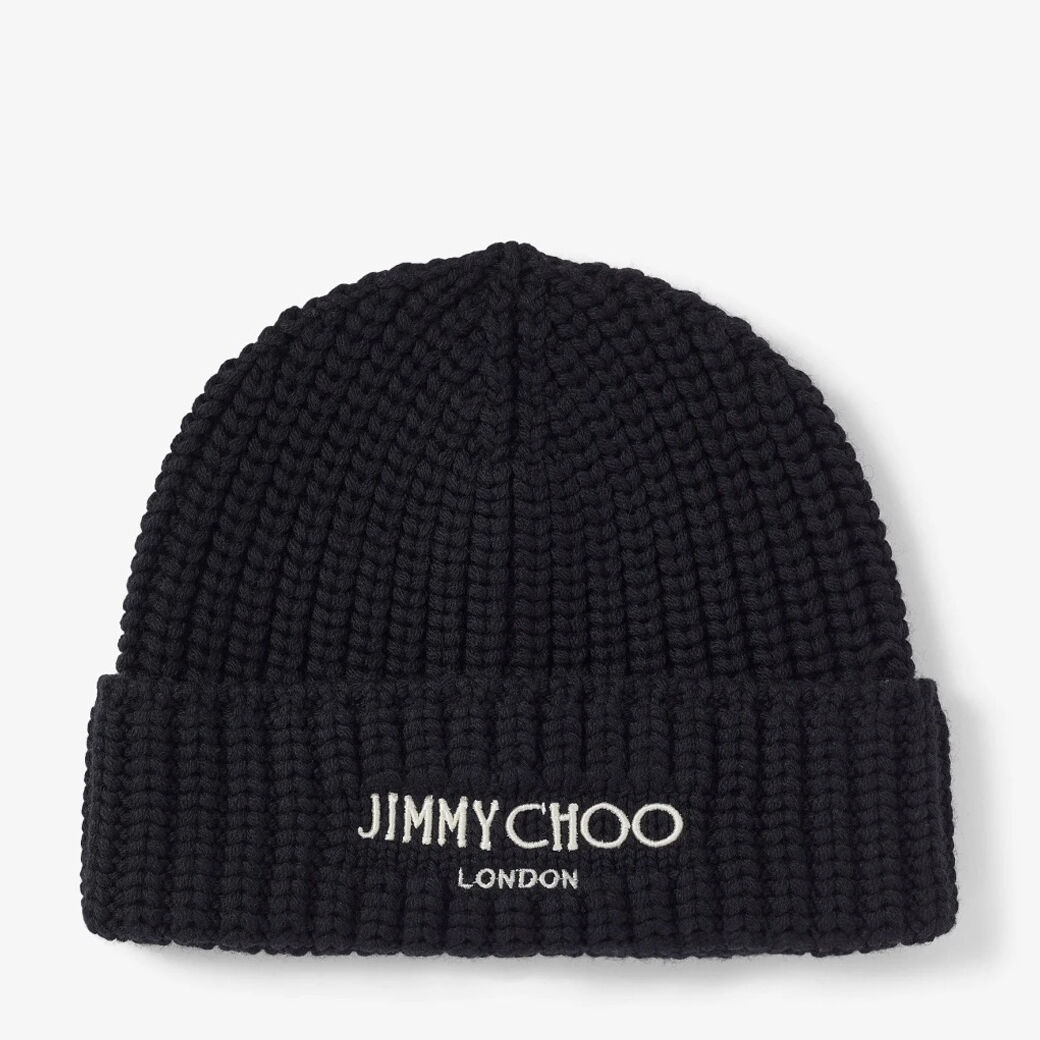 JIMMY CHOO ブラックニット帽 YUKI | Black Cashwool Knit Hat | Winter Capsule | JIMMY CHOO