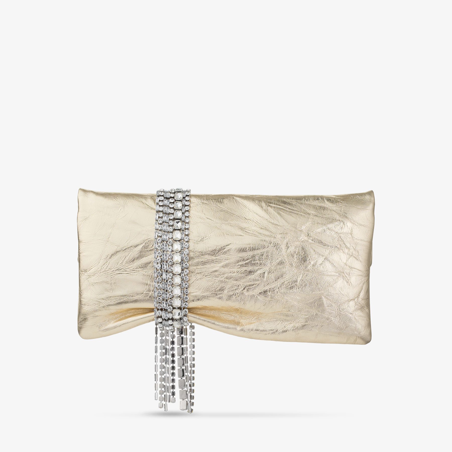 JIMMY CHOO シルバー ゴールド　パーティーバッグ　2way ラメ Micro Bon Bon | Champagne Crystal Mesh Mini Bag | JIMMY CHOO