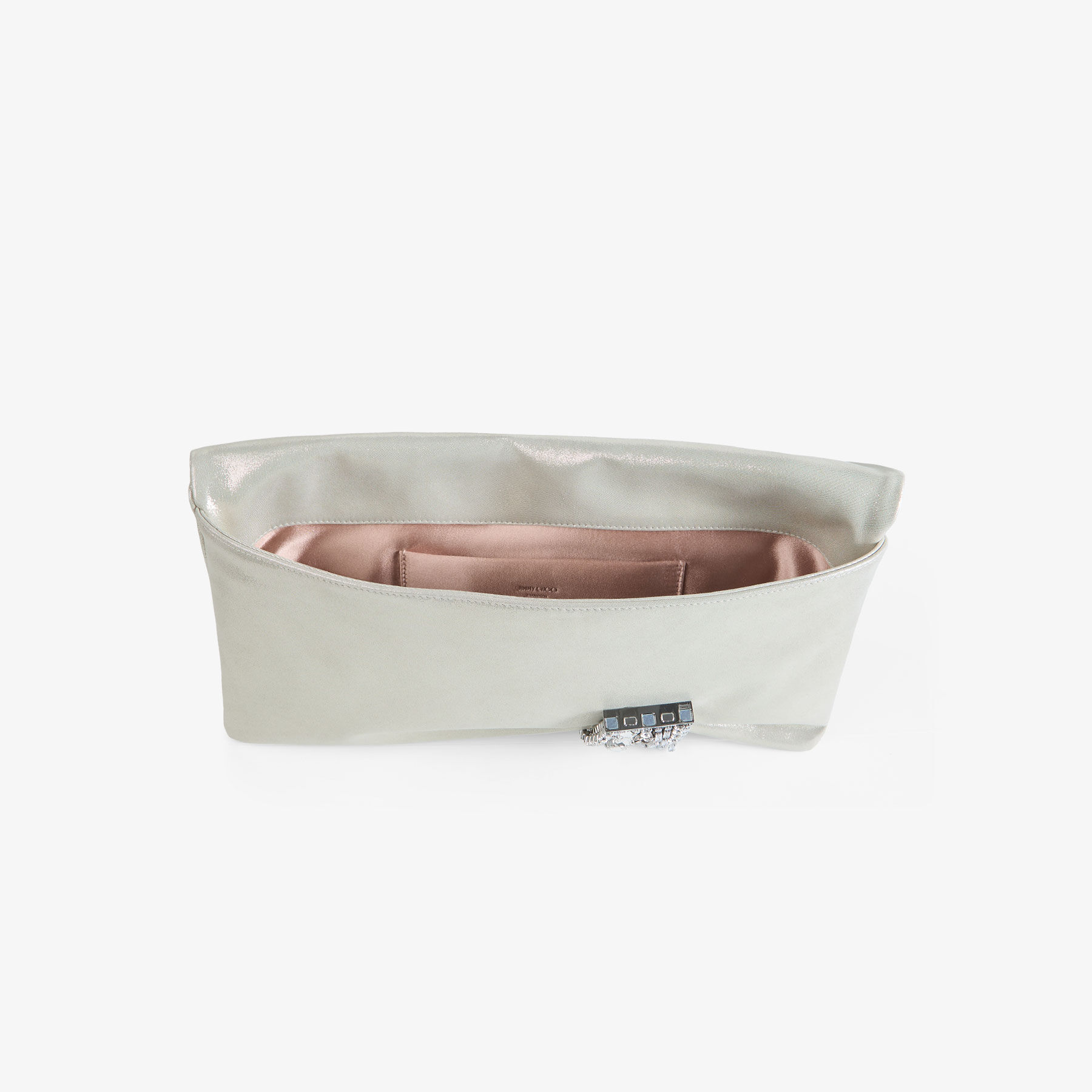 Zandra | Light Soft Gold Shimmer Suede Clutch with Chain Bracelet