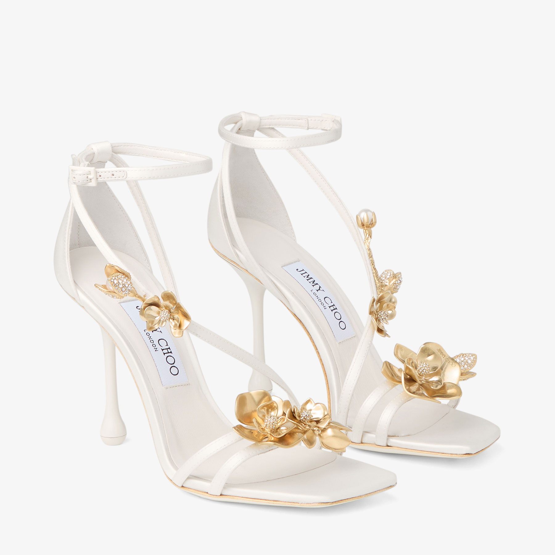 Zea 95 | Ivory Satin Flower Sandals | JIMMY CHOO